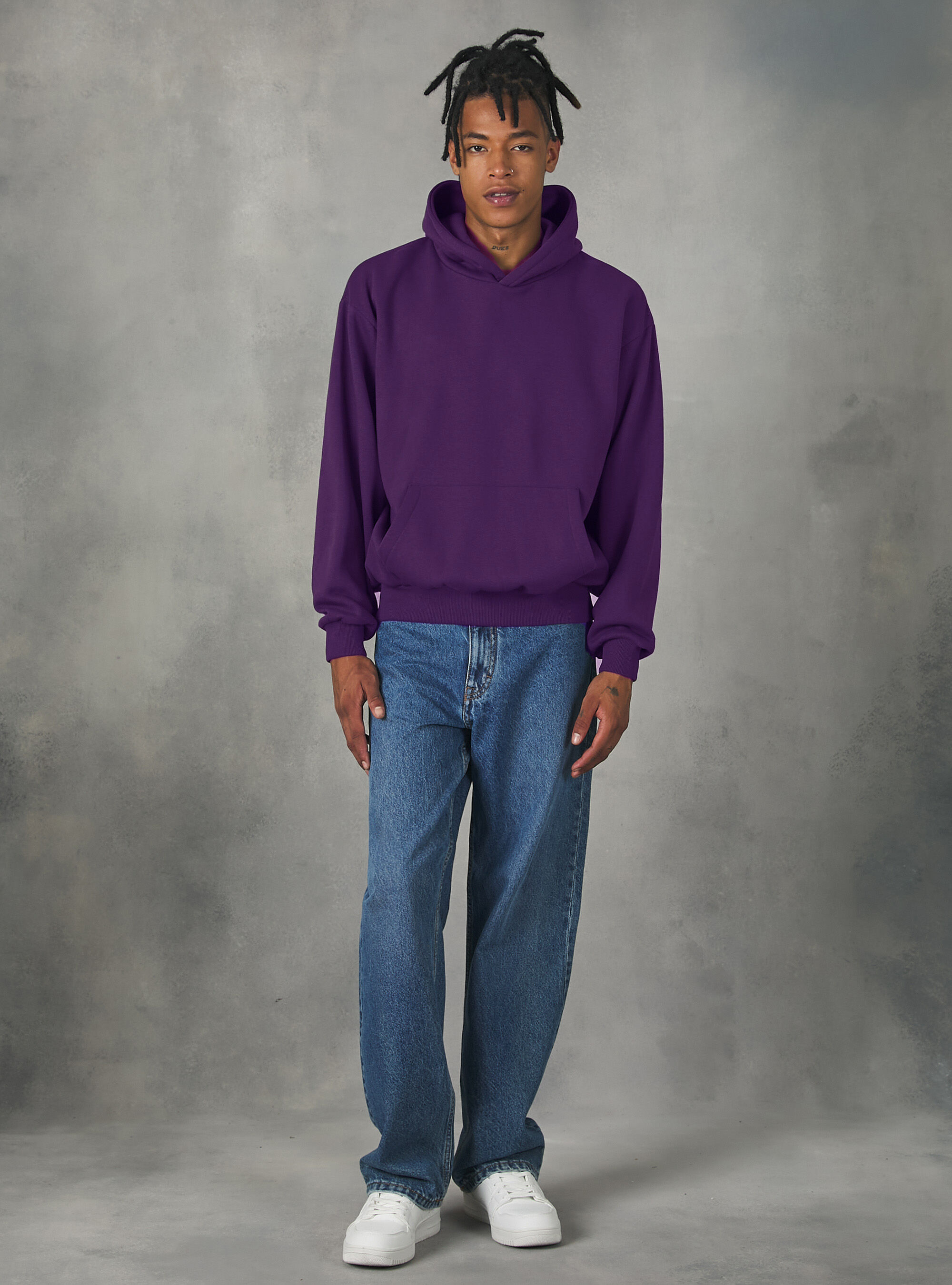 Mens purple hooded top sweatshirts