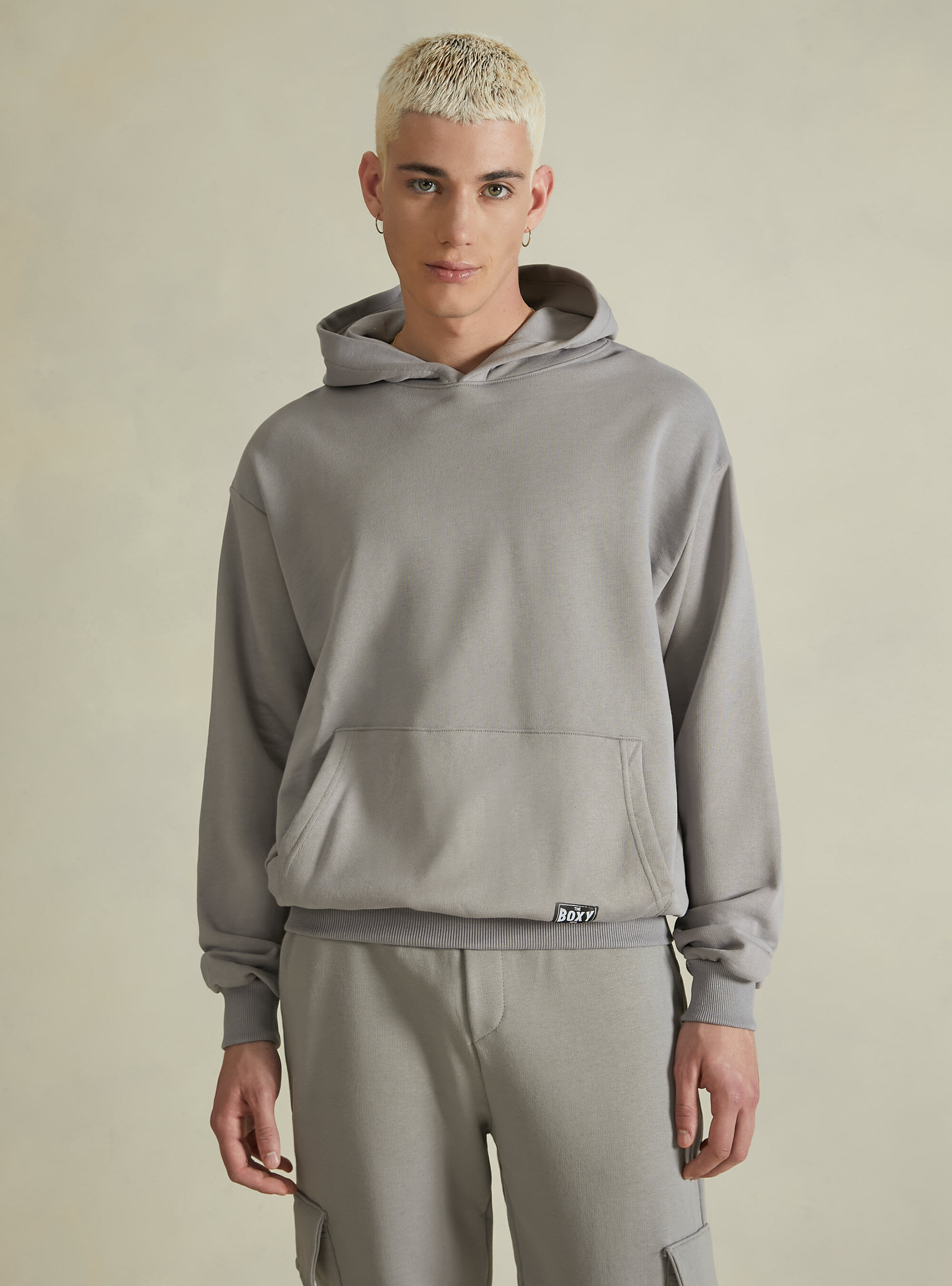 Sudadera con capucha Boxy Fit, GY2 GREY MEDIUM