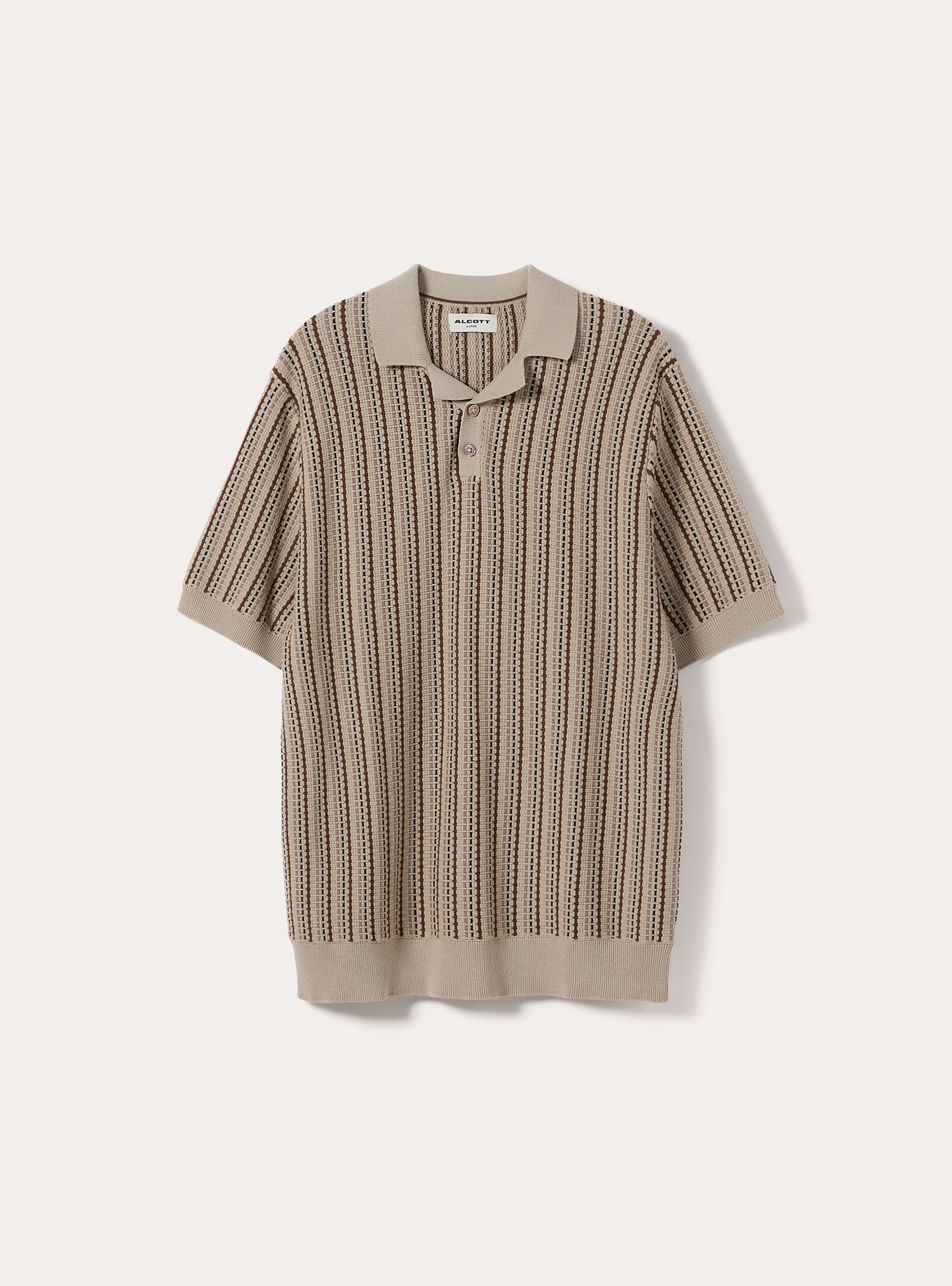 Polo in maglia  rigata, BG2 BEIGE MEDIUM