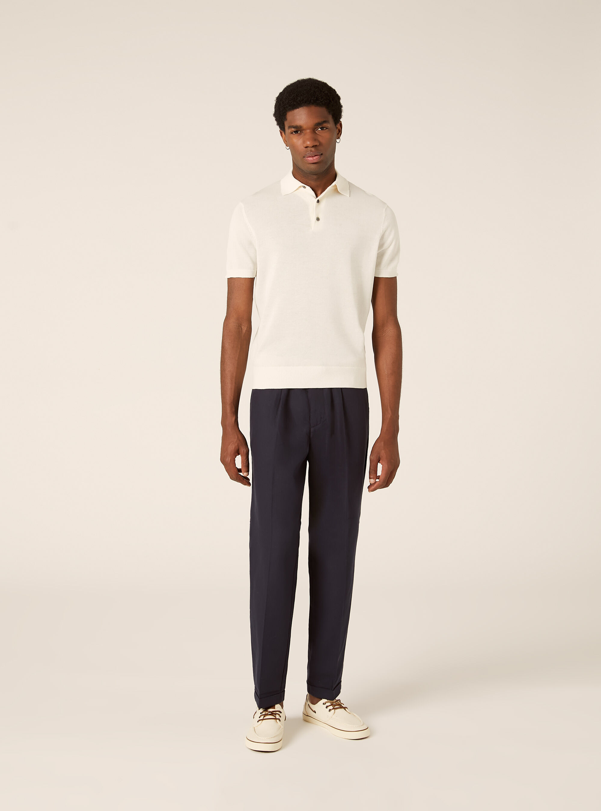 Extrafine cotton knit polo shirt