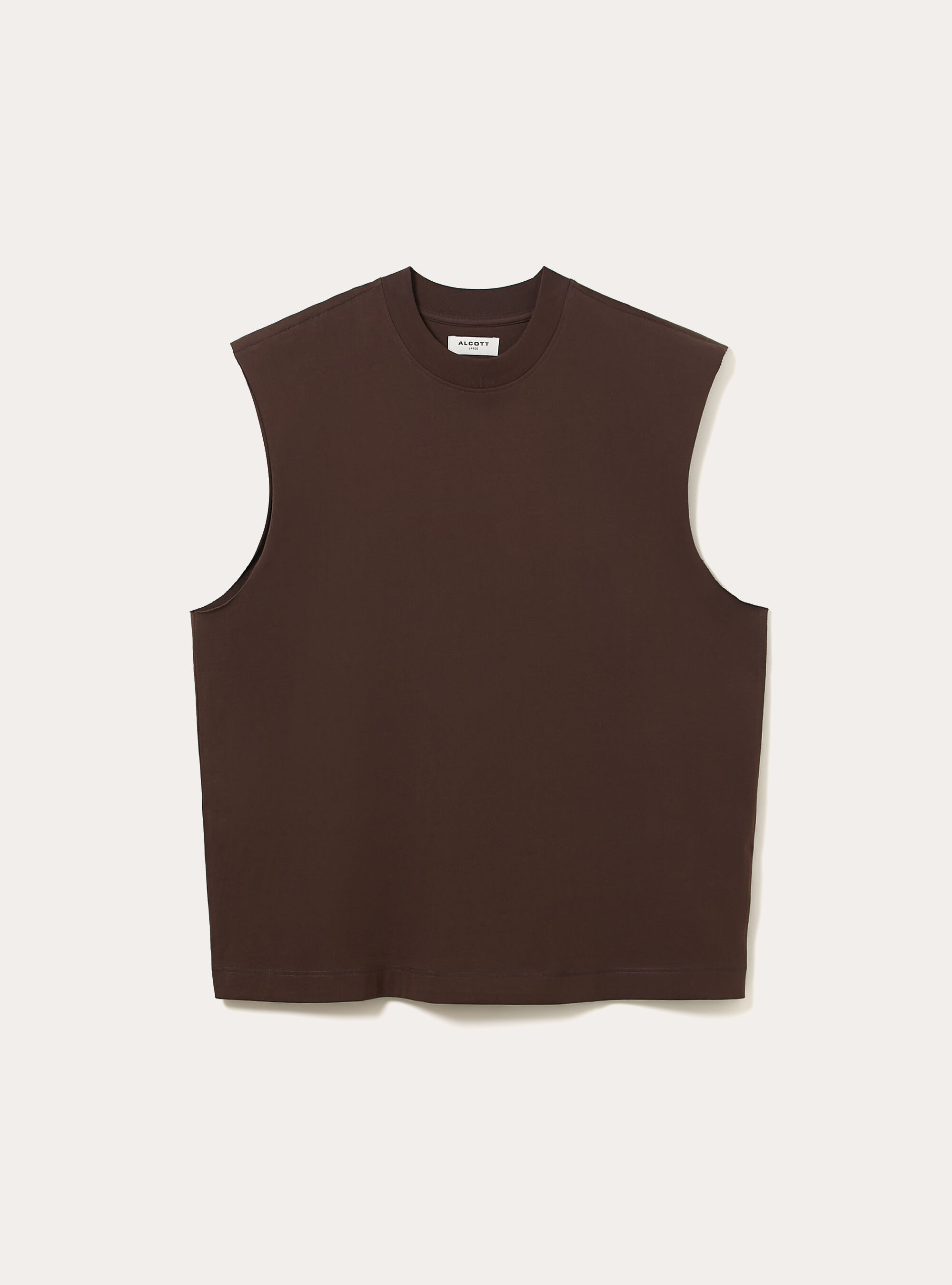 Canotta boxy fit tinta unita, MARRONE SCURO