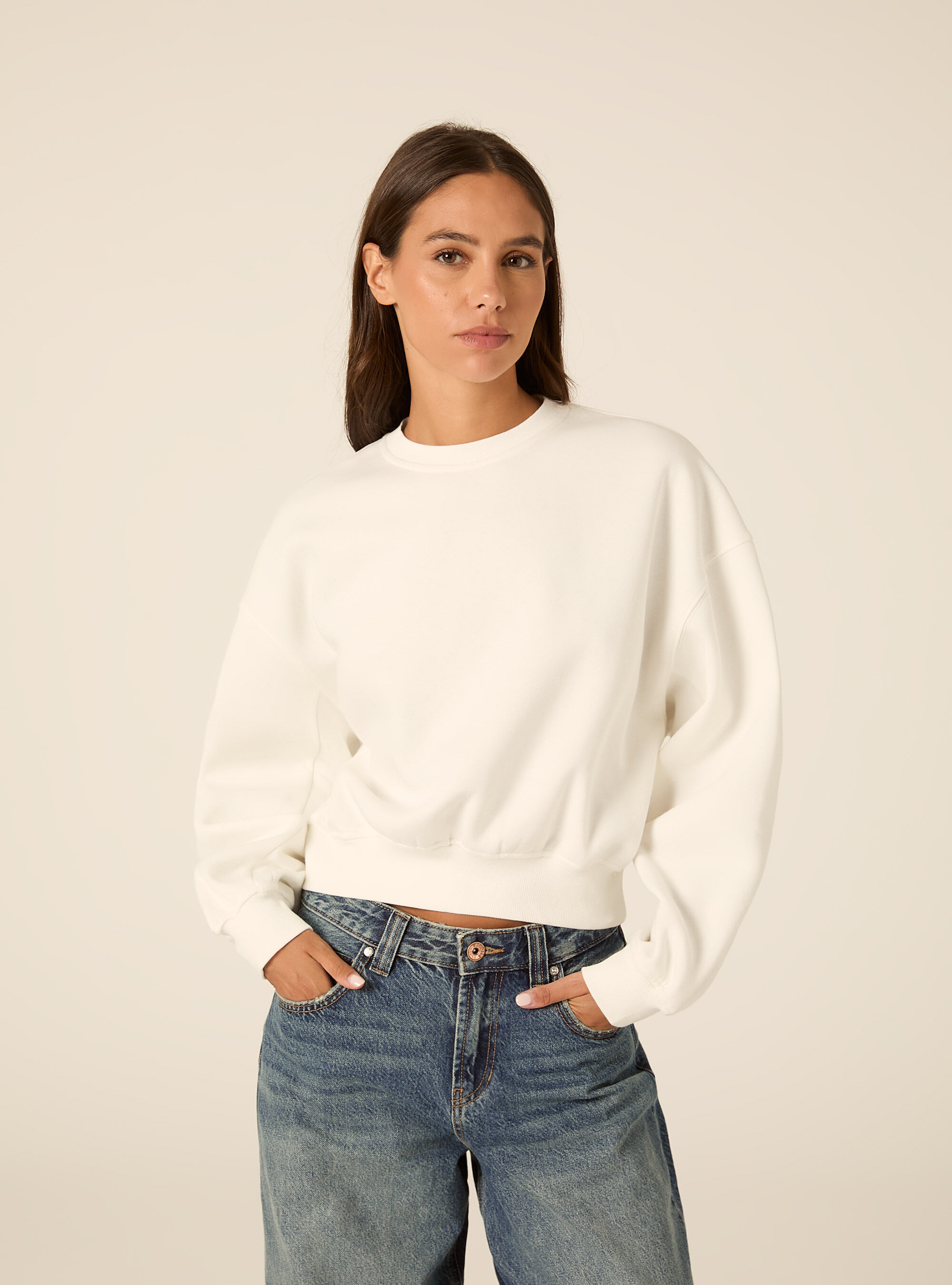 Felpa girocollo, WH1 OFF WHITE