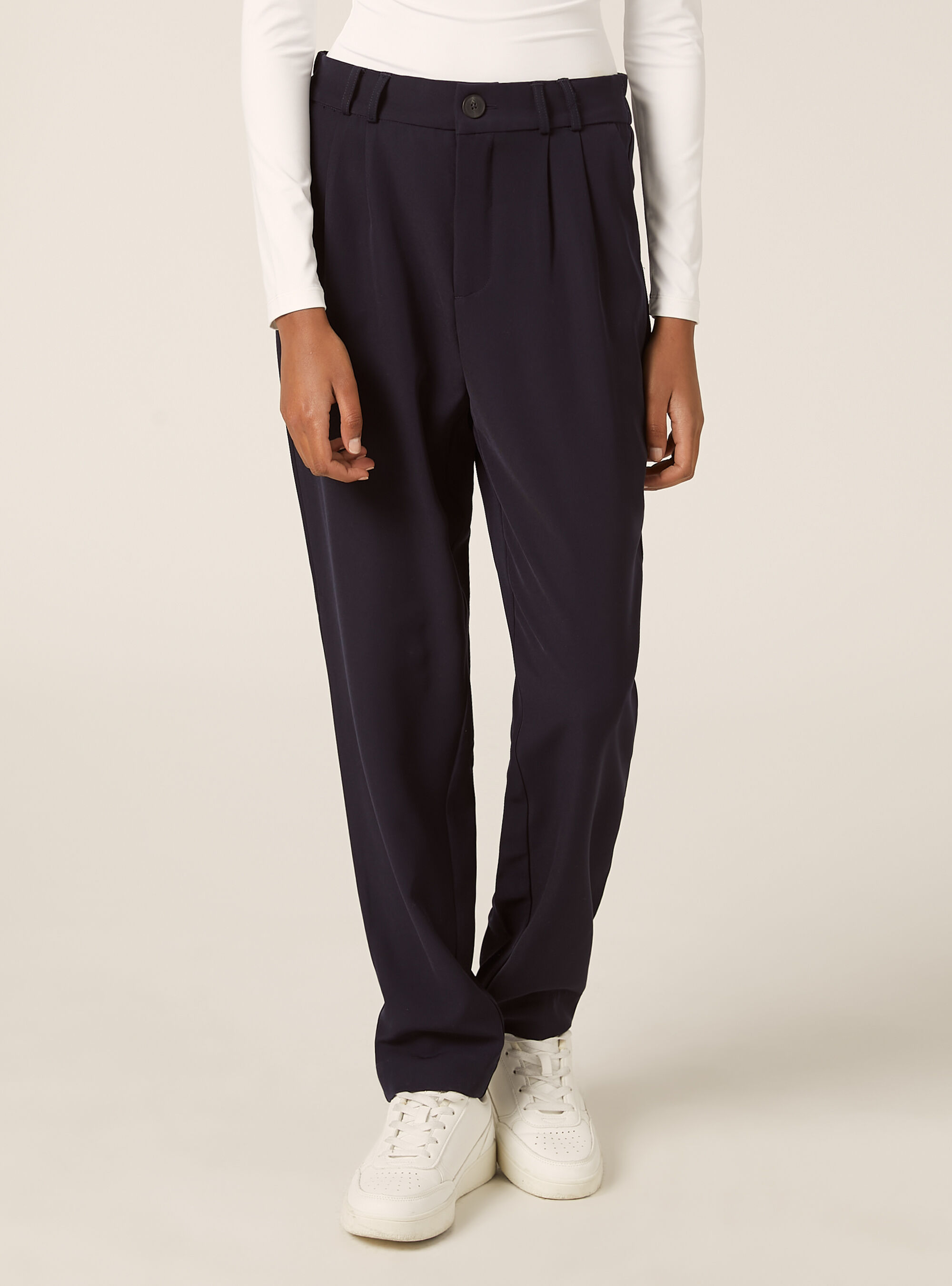 Pantalones con pinzas y corte recto, NA2 NAVY MEDIUM