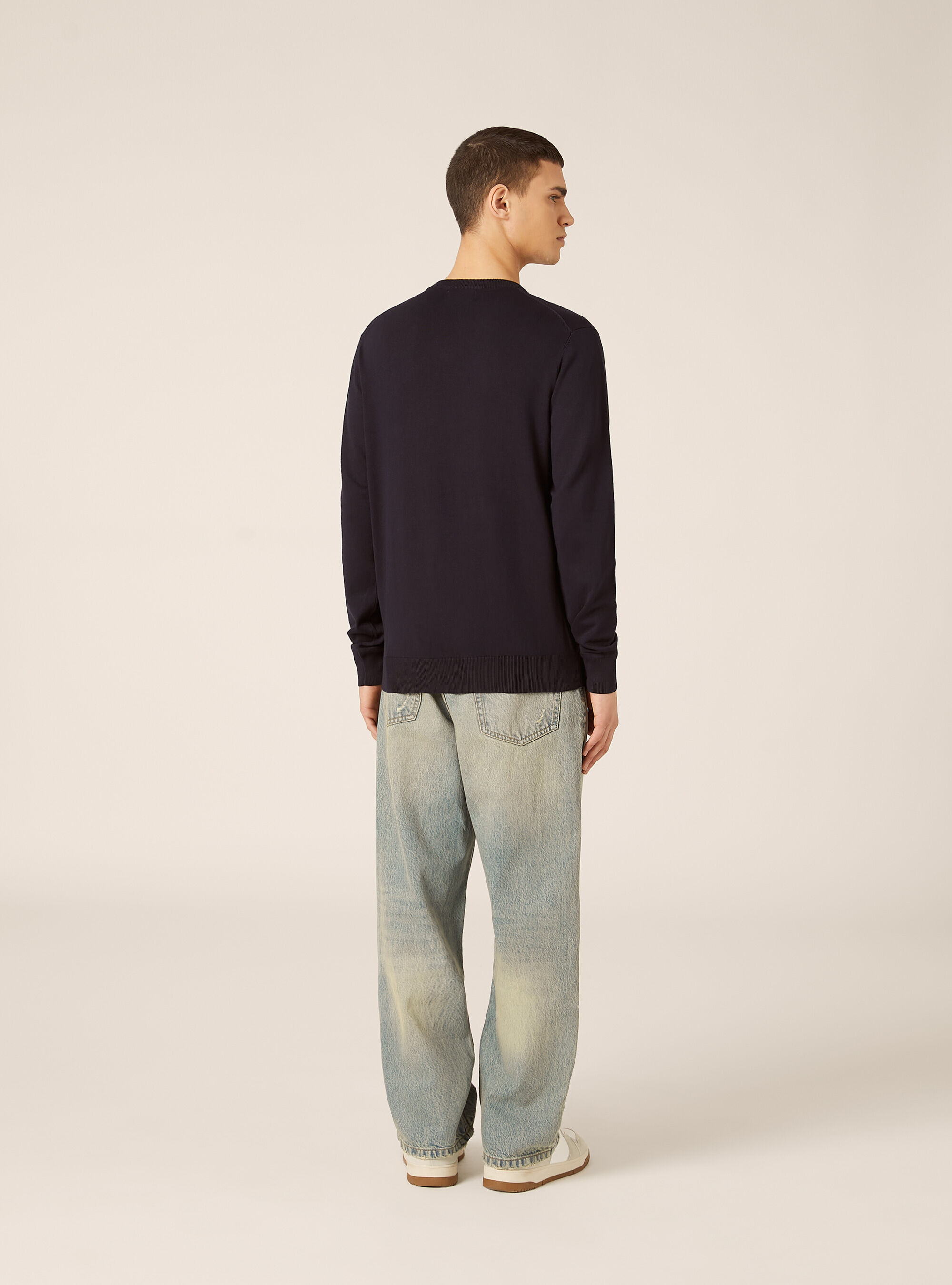 Pullover girocollo in viscosa sostenibile Ecovero, NA1 NAVY DARK