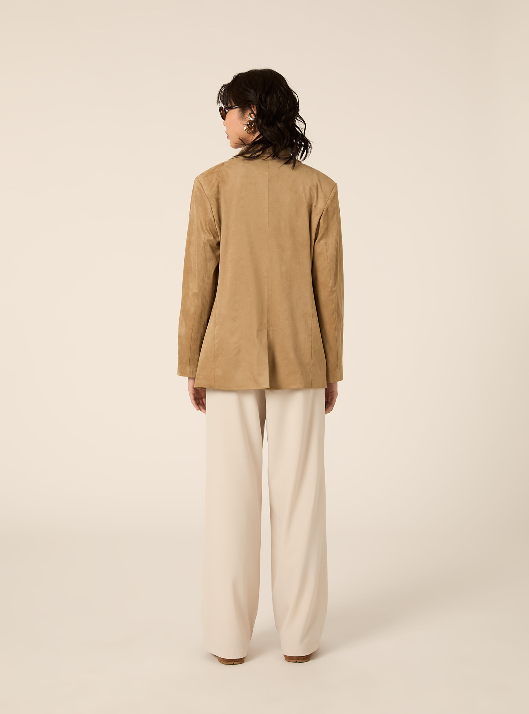 Blazer effetto camoscio, BG2 BEIGE MEDIUM