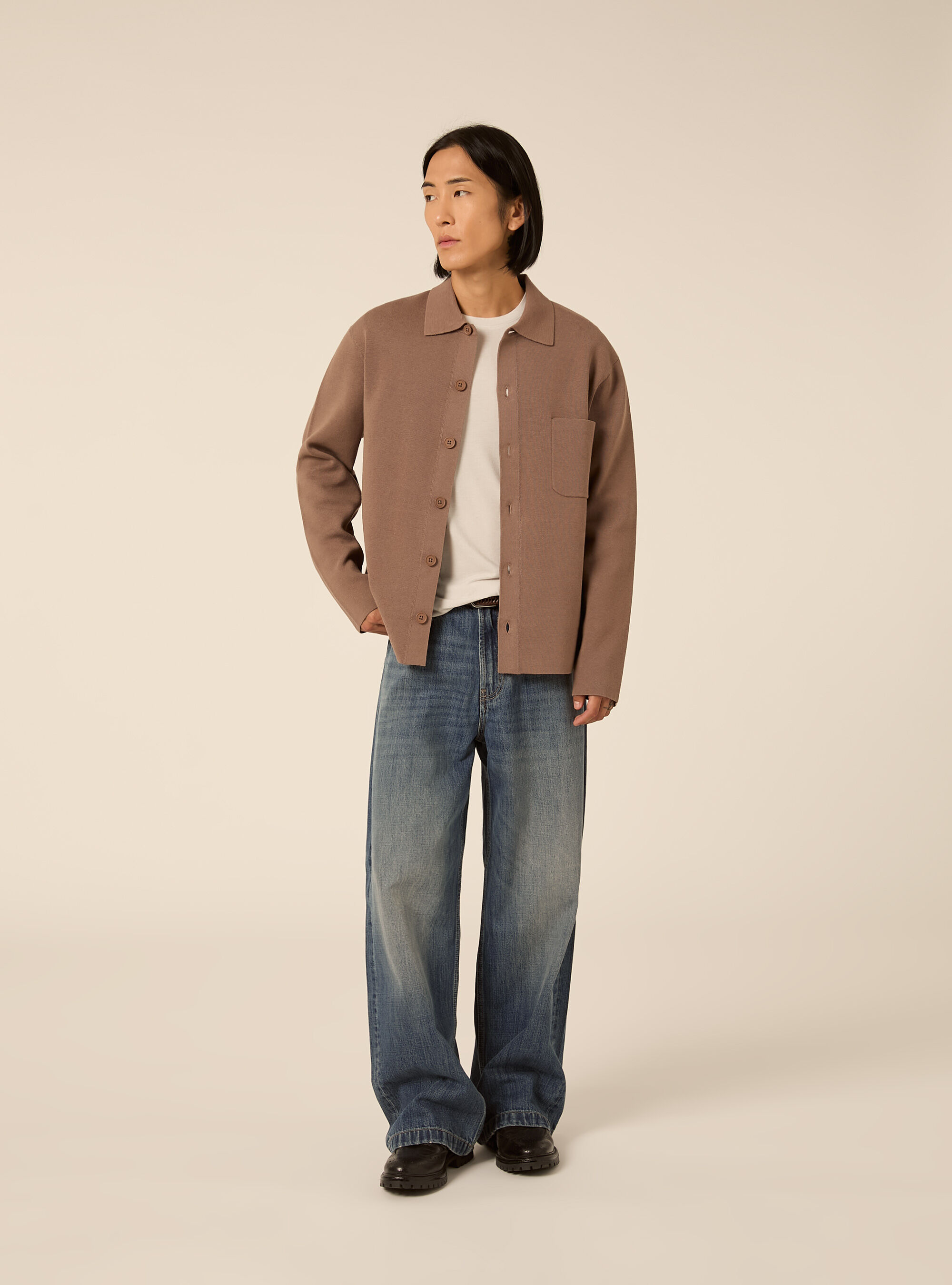 Cardigan in maglia strutturata con colletto