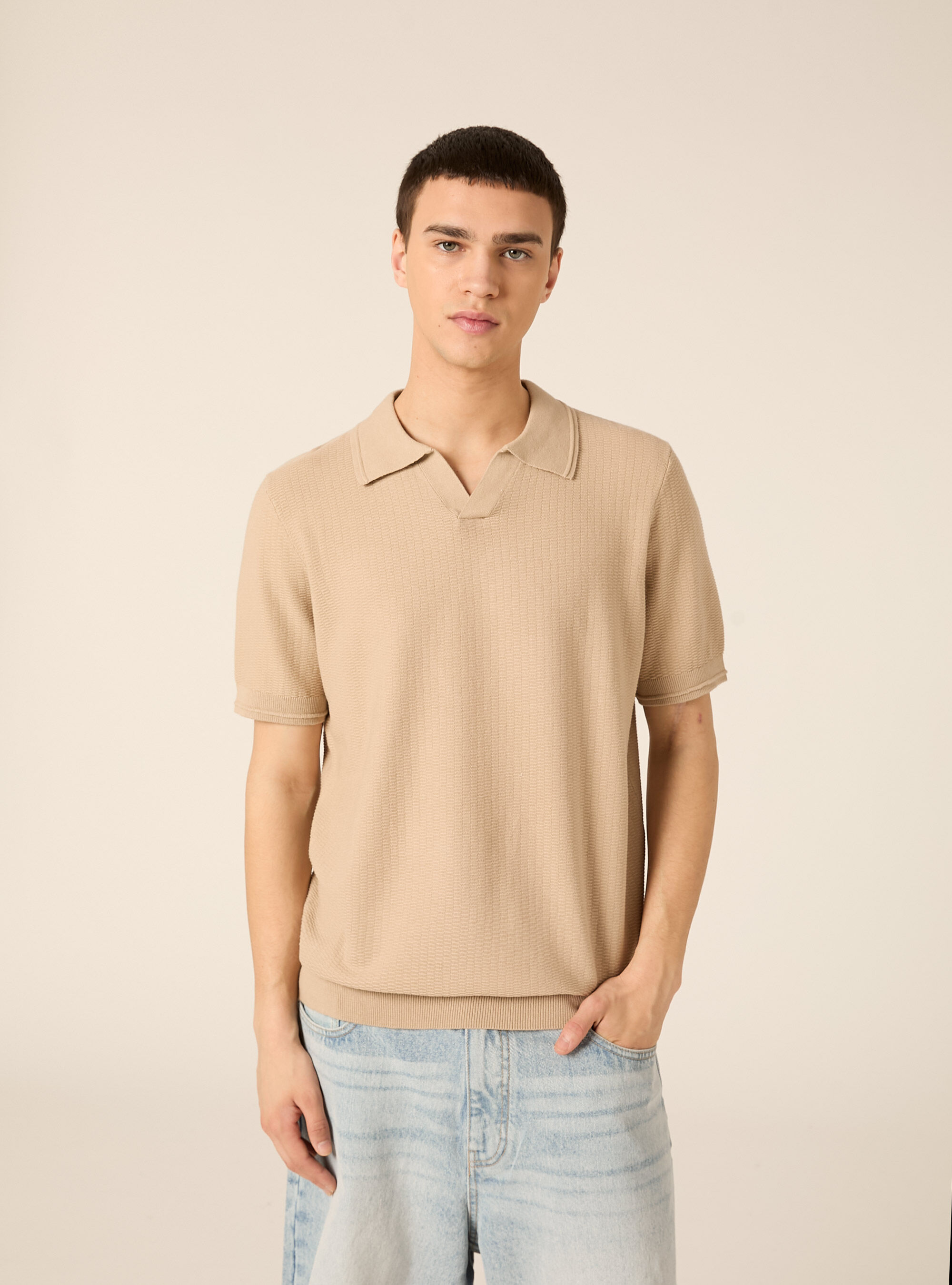 Polo derby in maglia in misto cotone