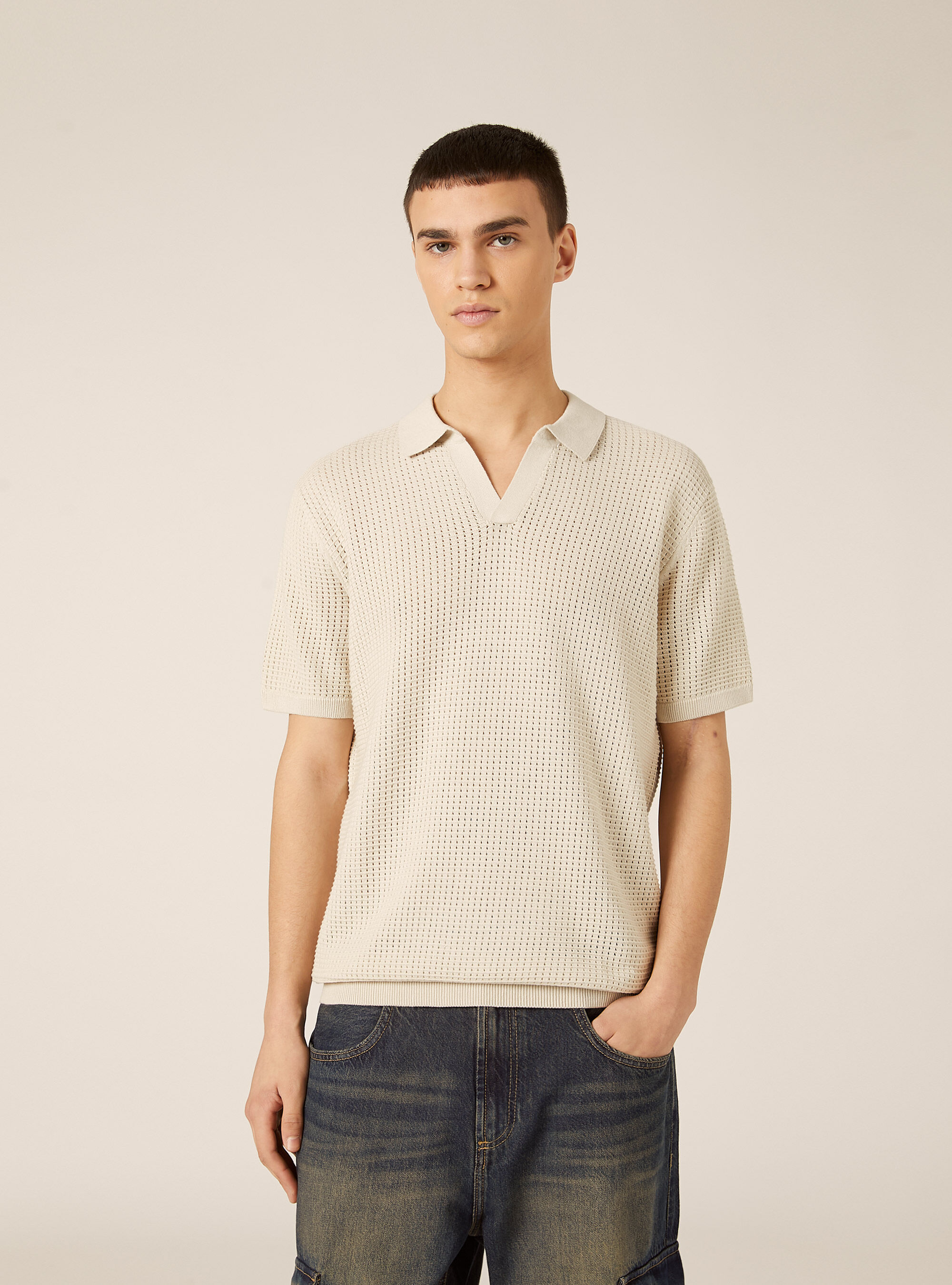 Polo-Shirt aus durchbrochenem Strick