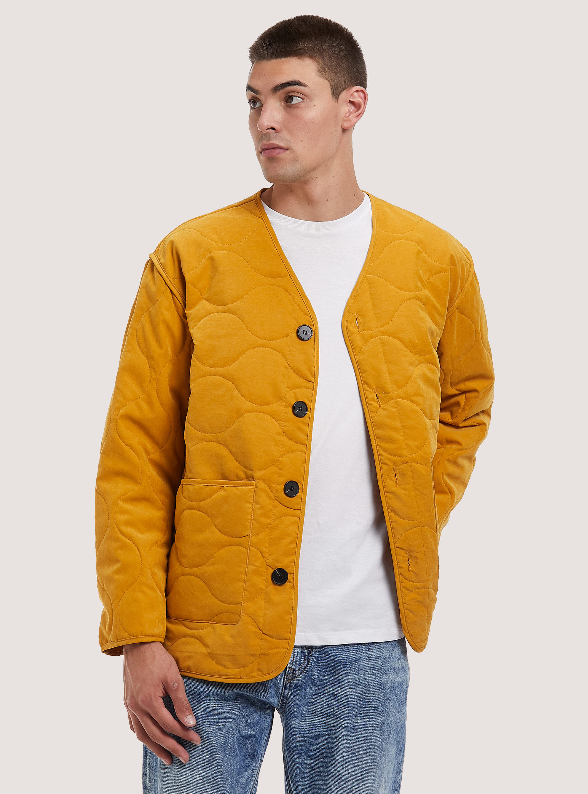 Mustard quilted best sale jacket