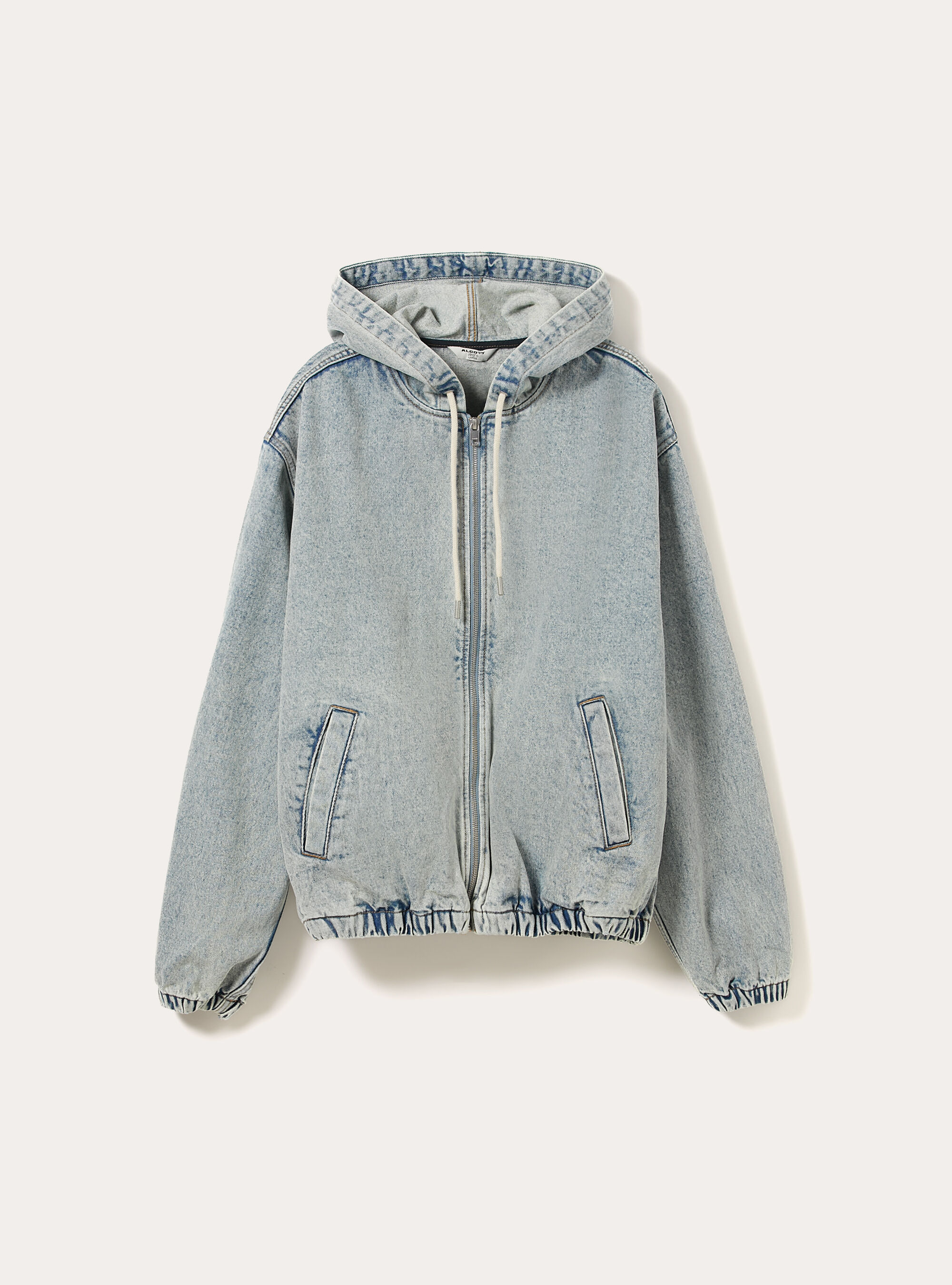 Giubbotto cappuccio in denim, D006 AZURE