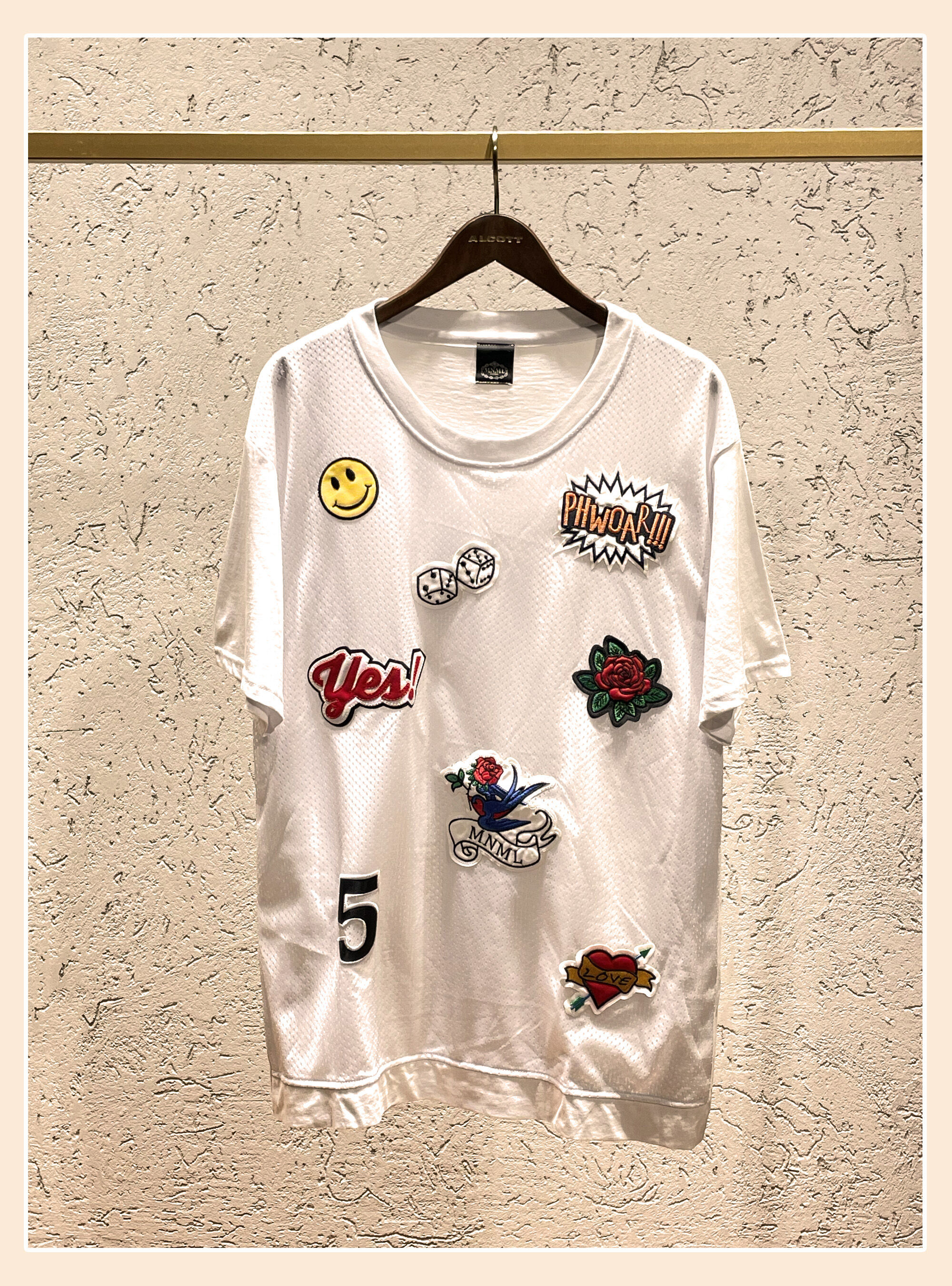 T-shirt with patch, WHITE