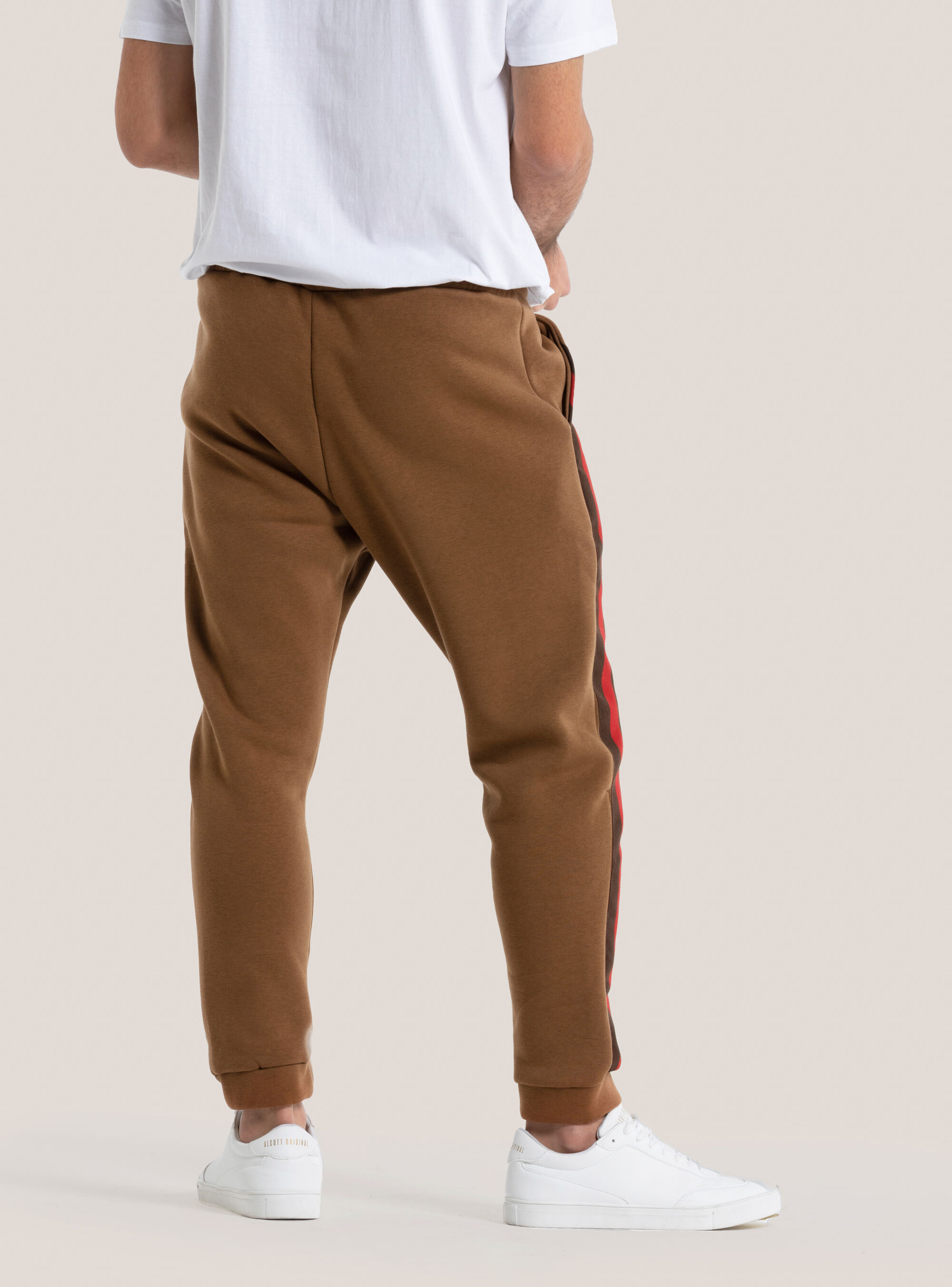 Pantaloni jogger con tape laterali, C104 CREAM