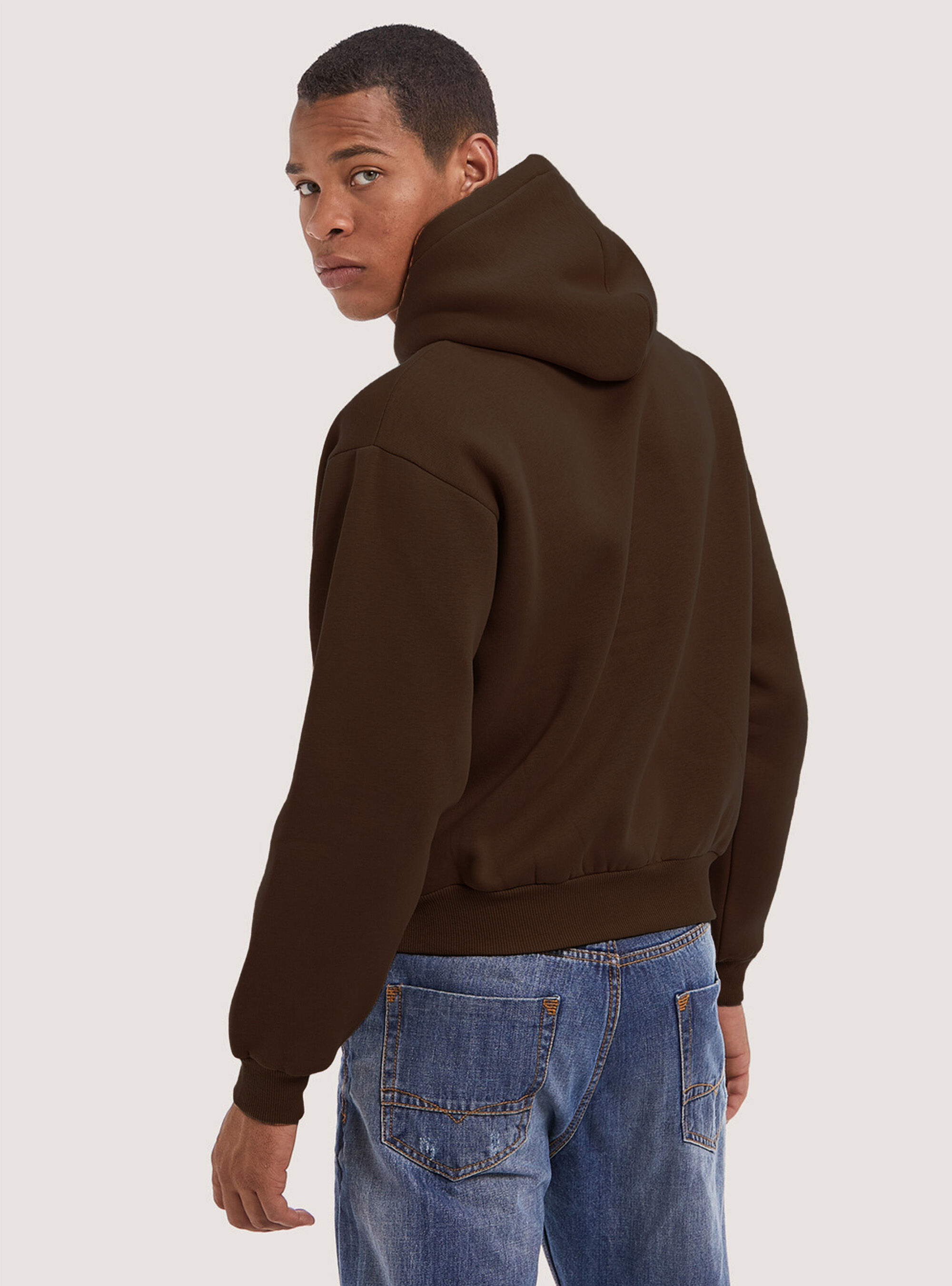 Dark brown top hooded sweatshirt