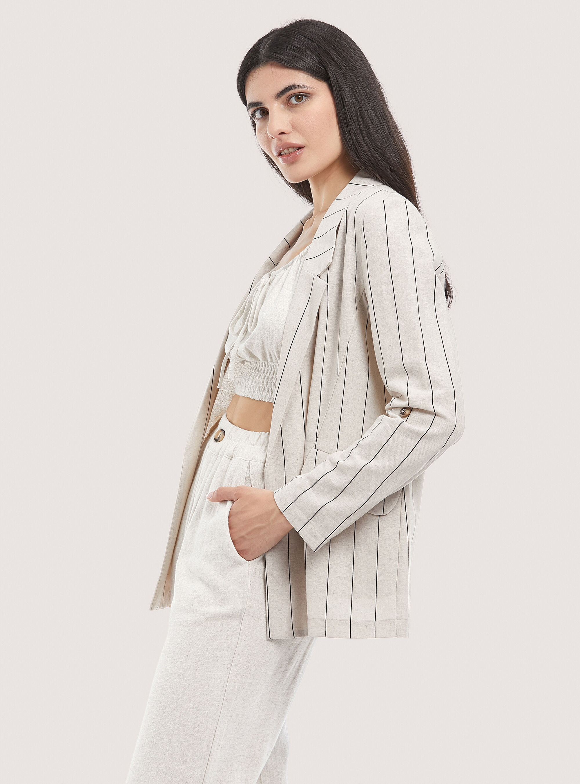 Striped linen blazer on sale