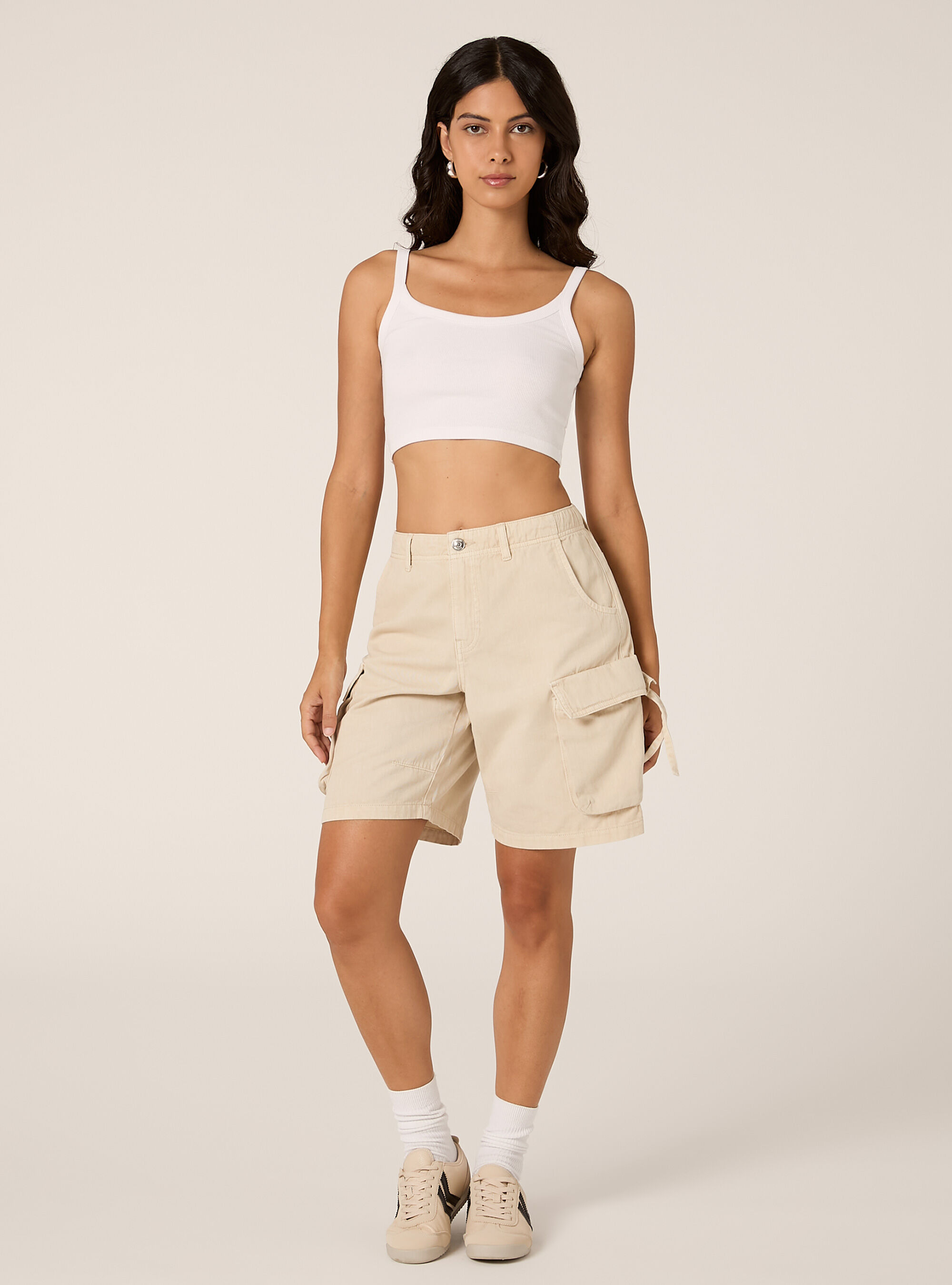 Twill cargo bermuda shorts, CR2 CREAM MEDIUM