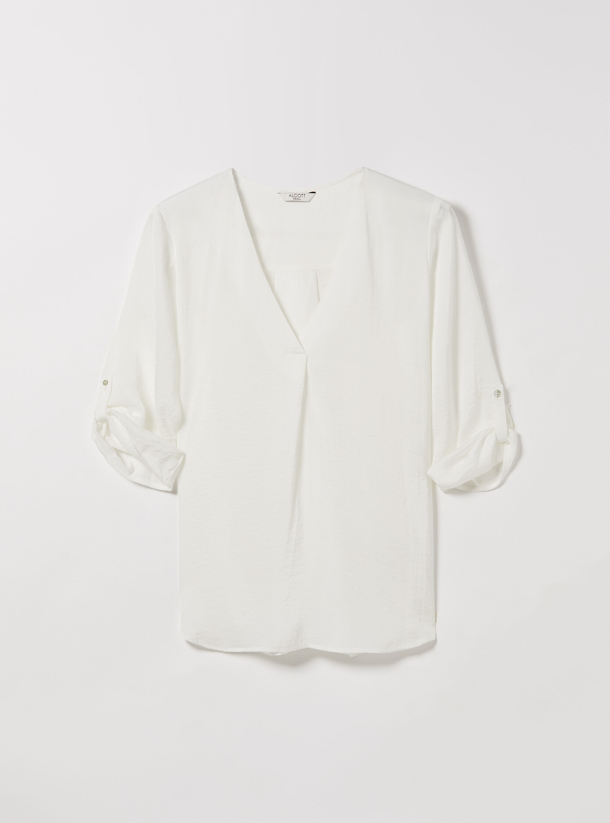 Plain neckline blouse, WH1 OFF WHITE
