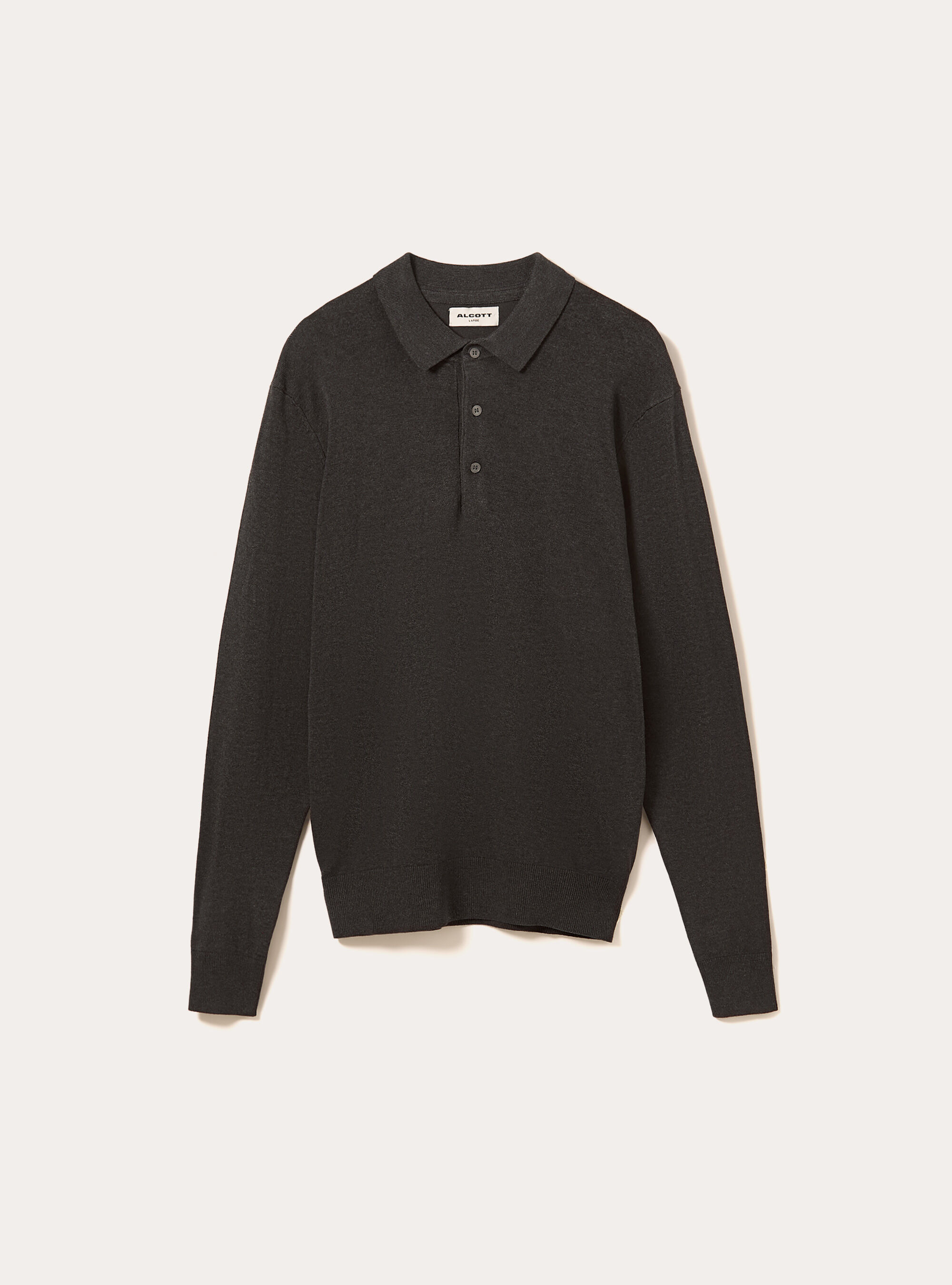 Polo in maglia a maniche lunghe, MGY1 GREY MEL DARK