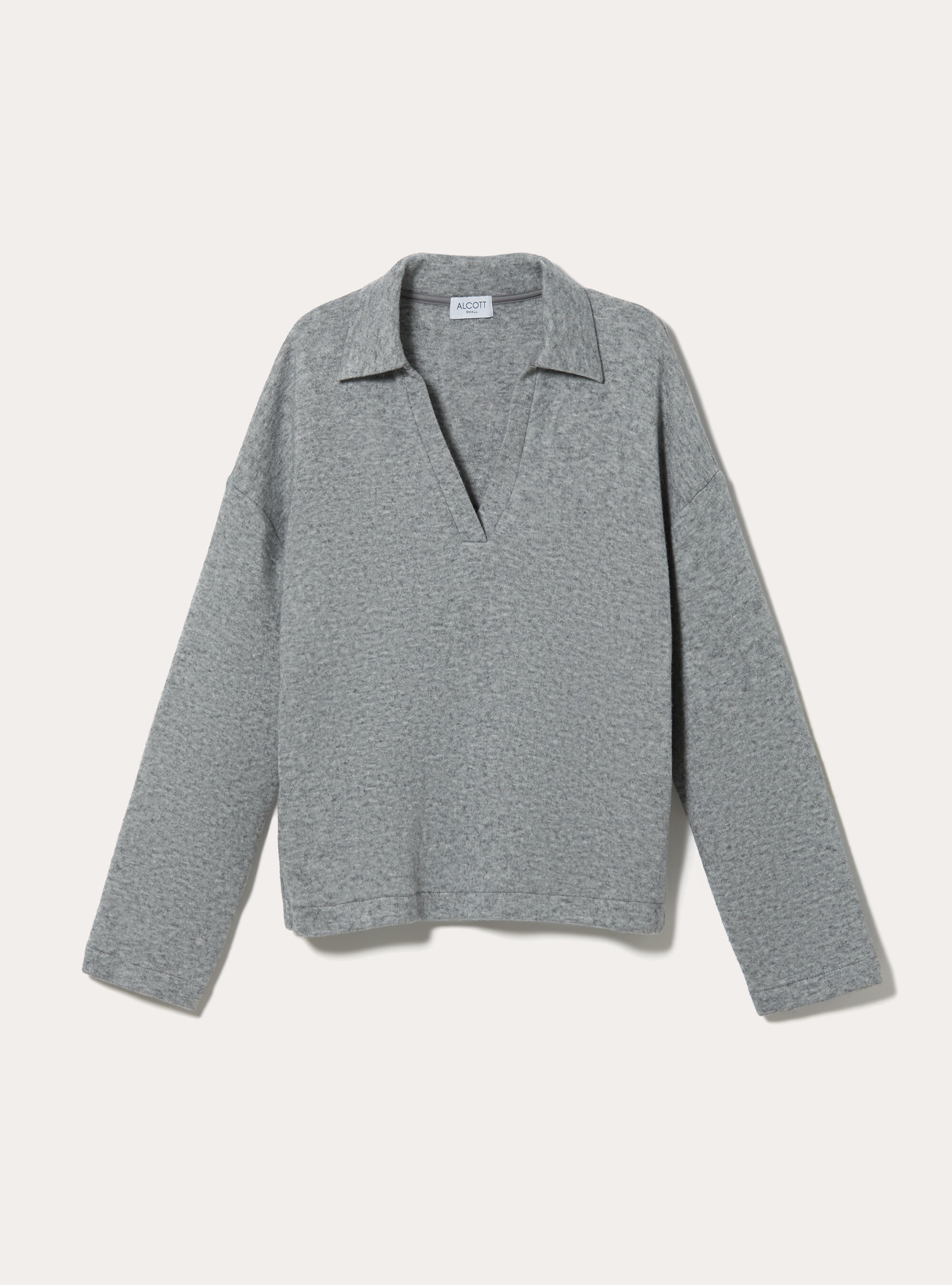 Soft-Touch-Pullover mit Polokragen, MGY3 GREY MEL LIGHT
