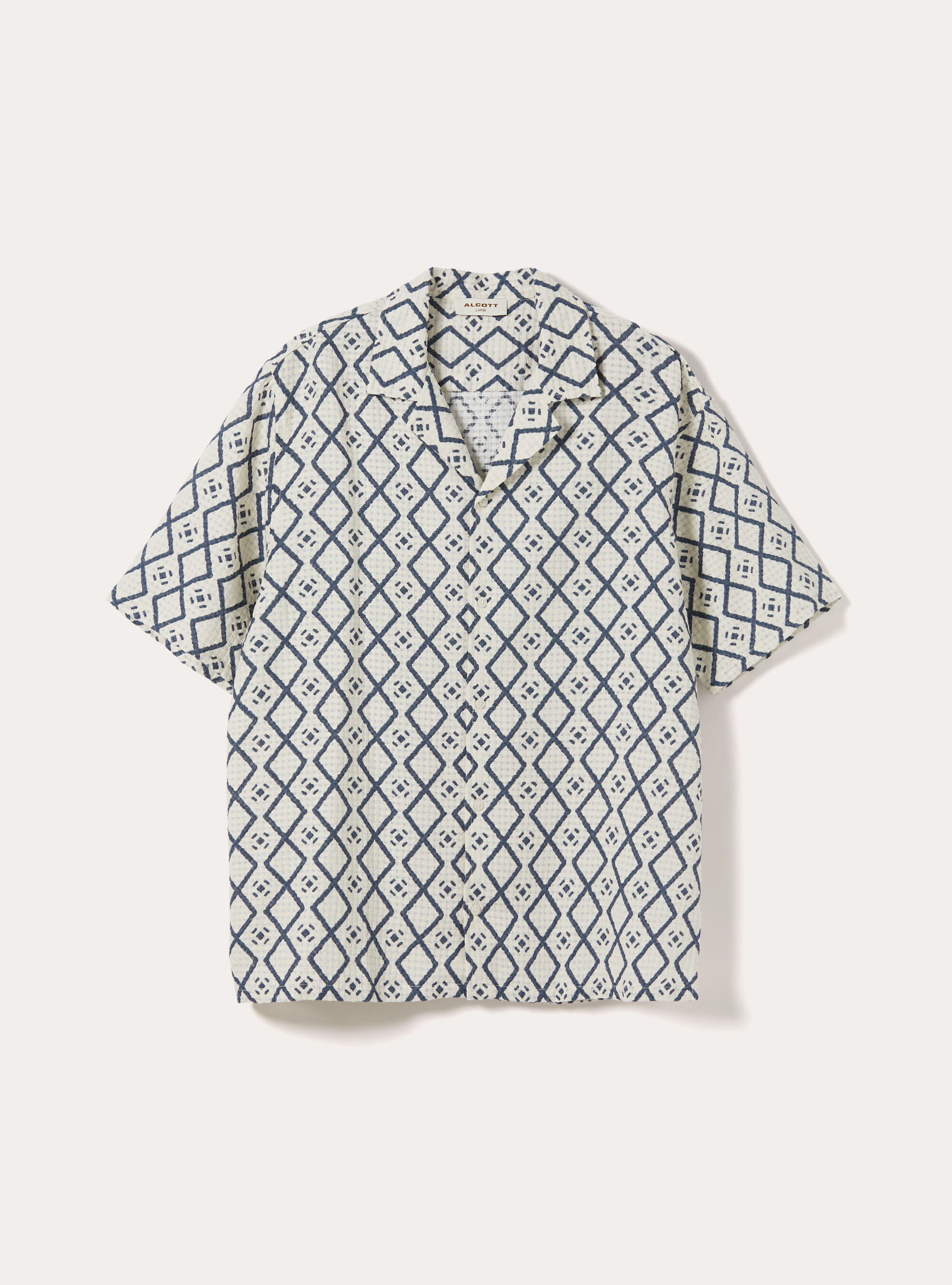 Printed textured boxy fit shirt, CR3 CREAM LIGHT