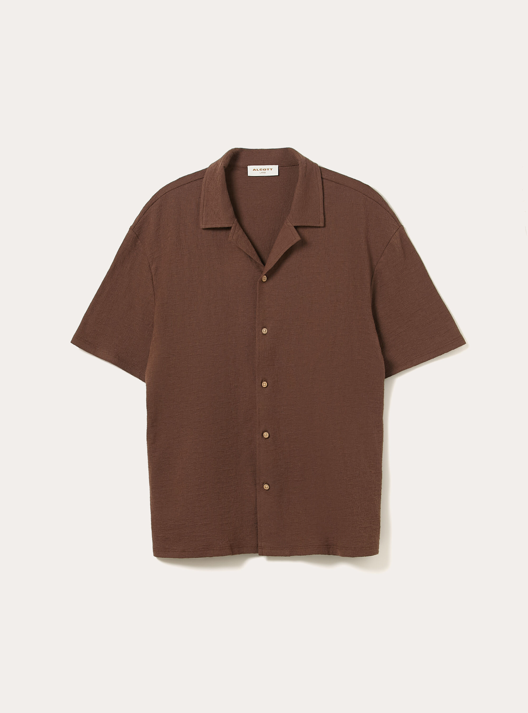 Camicia bowling in jersey texture regular fit, BR1 BROWN DARK