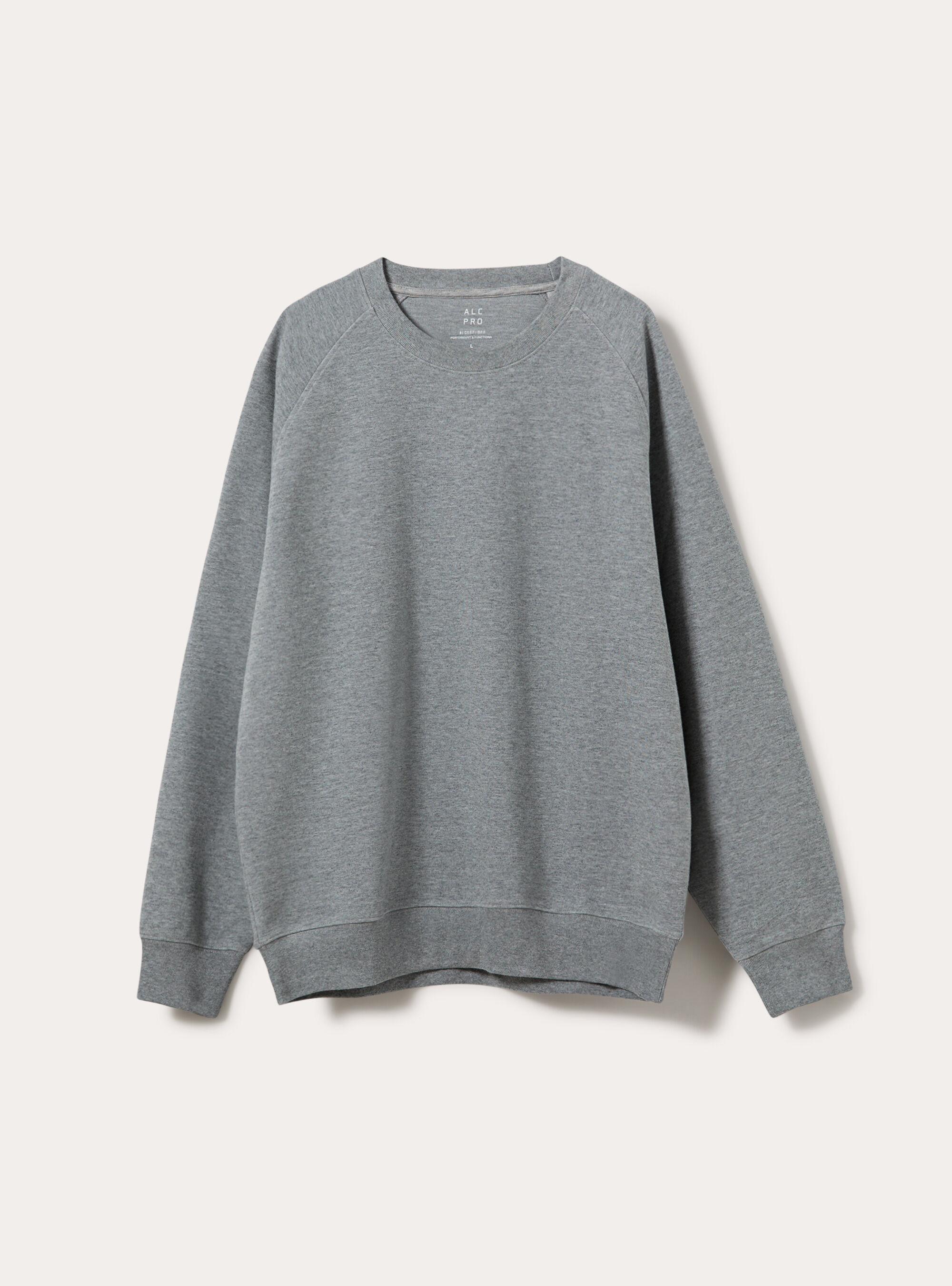 Sweat col rond avec manches raglan en tissu interlock, MGY2 GREY MEL MEDIUM