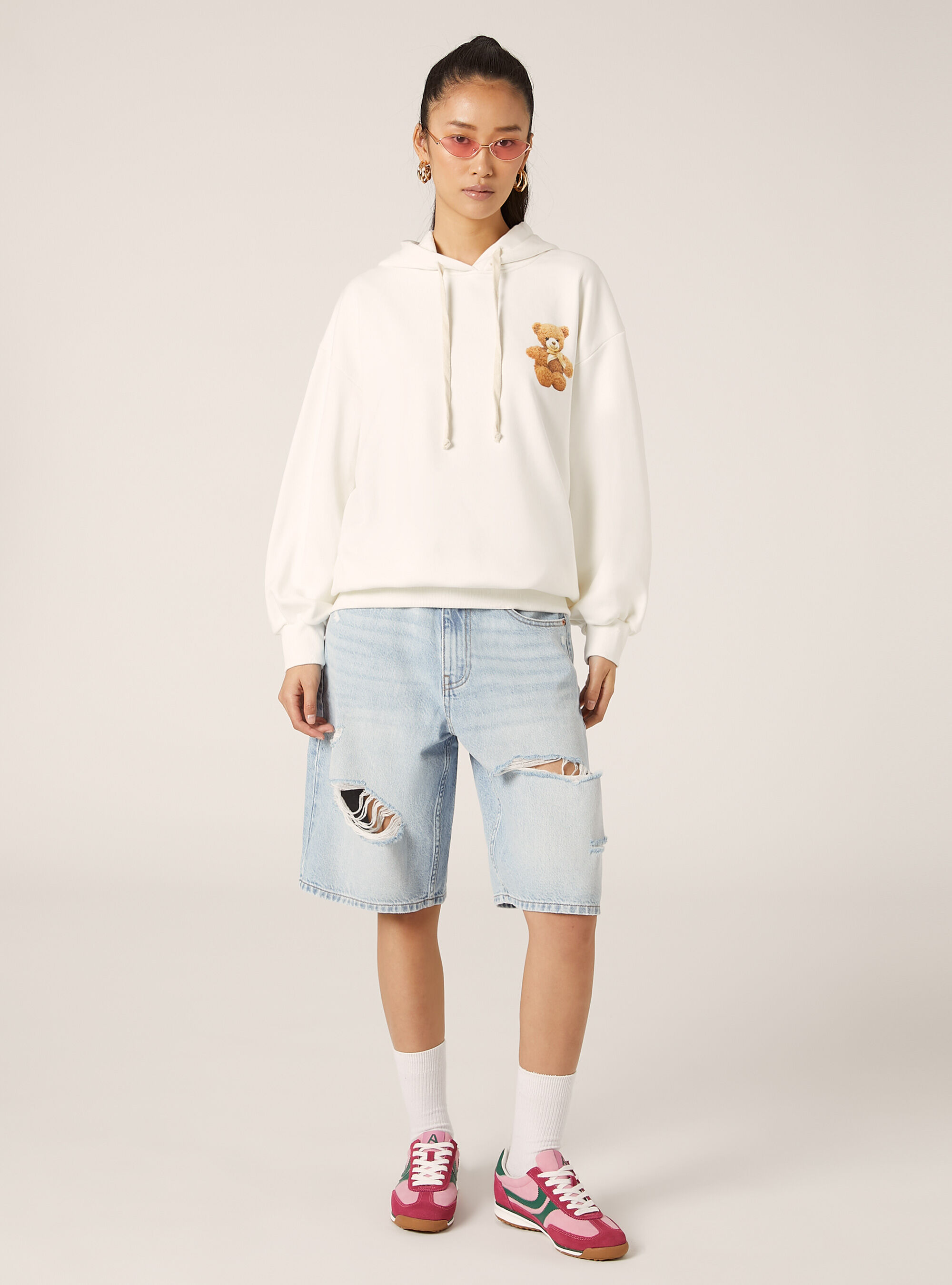 Sweat oversize avec imprim&eacute; Teddy