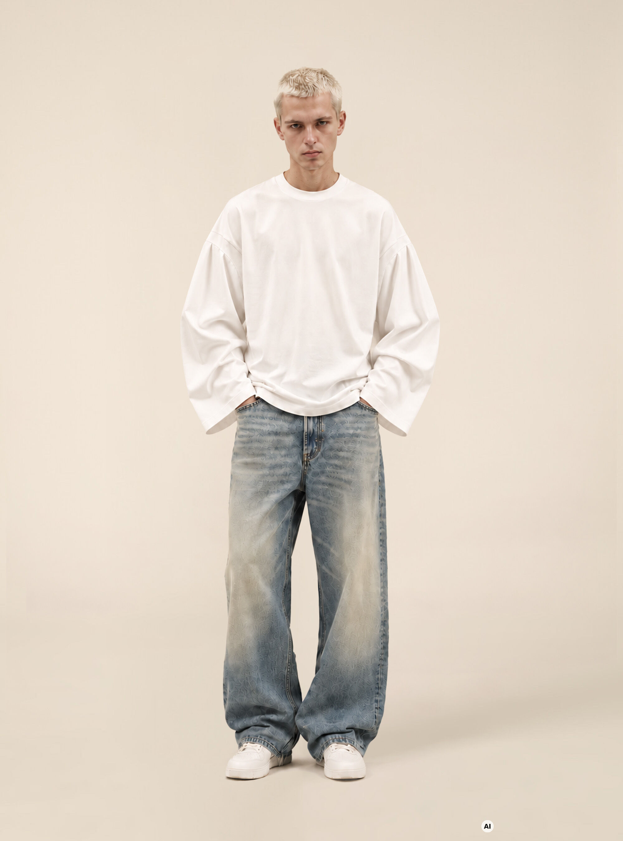 T shirt a manches longues oversize avec epaules tombantes