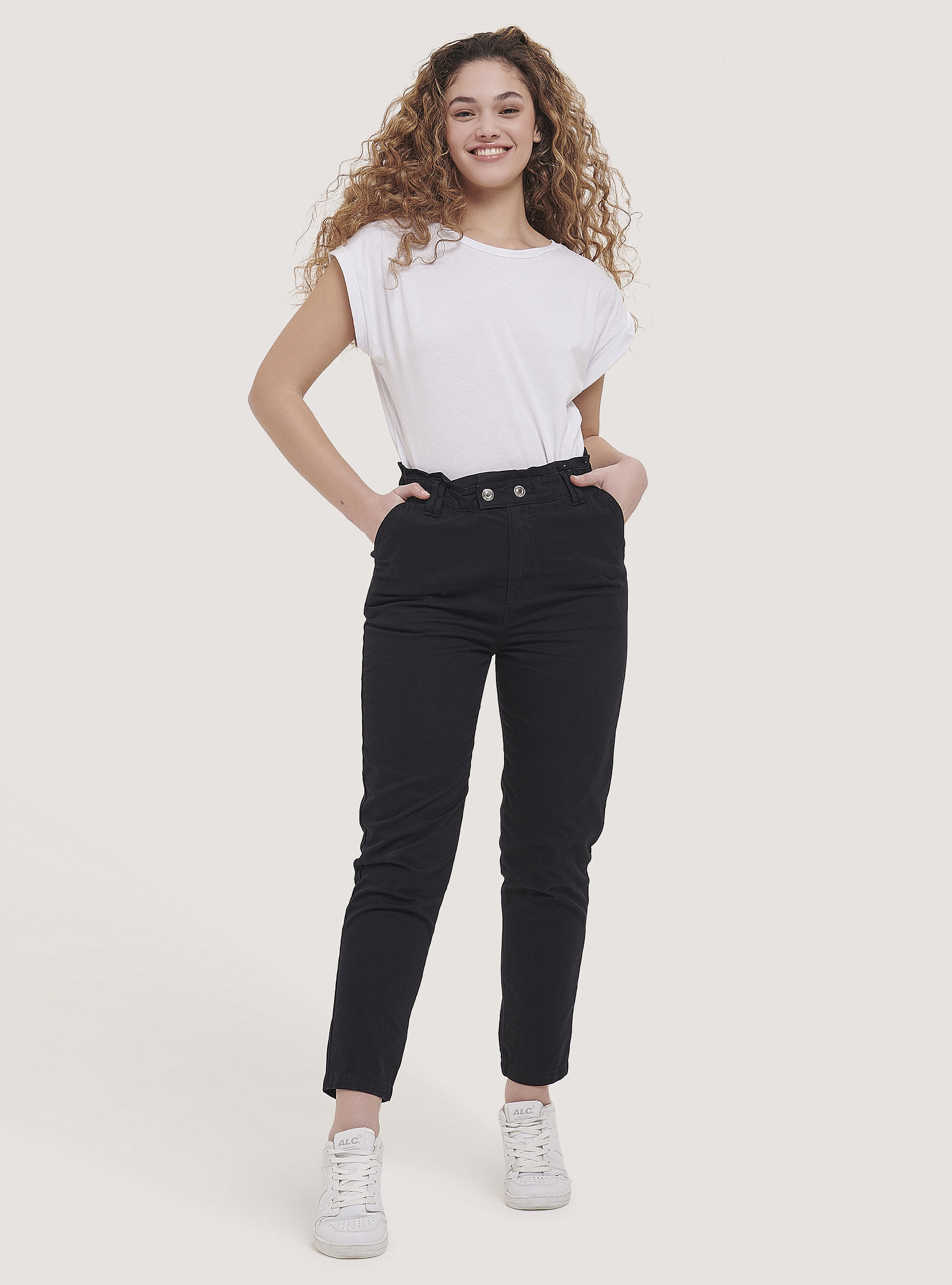 Cotton baggy trousers, BLACK