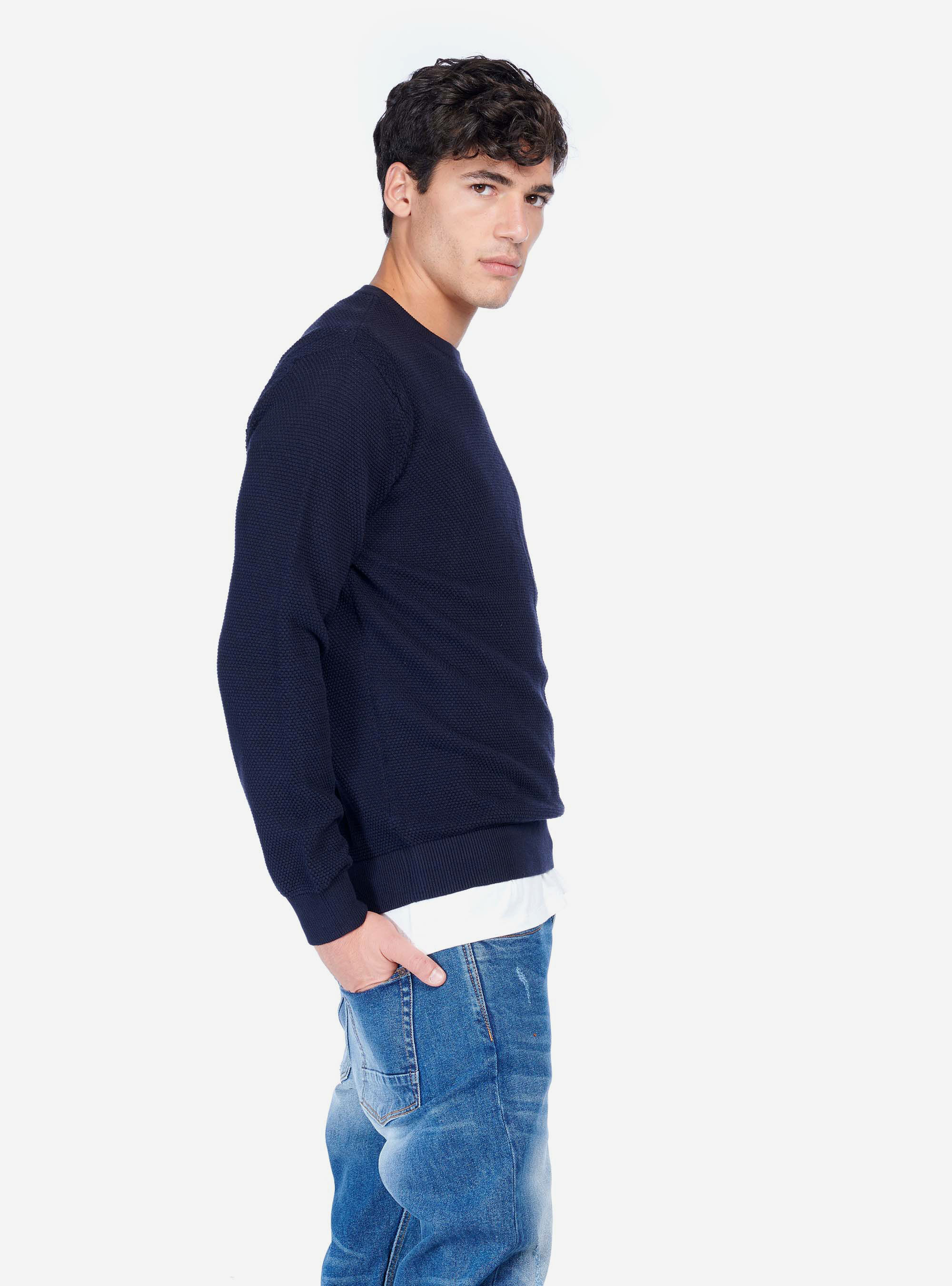 JERSEY CON CORTES, AZUL MARINO