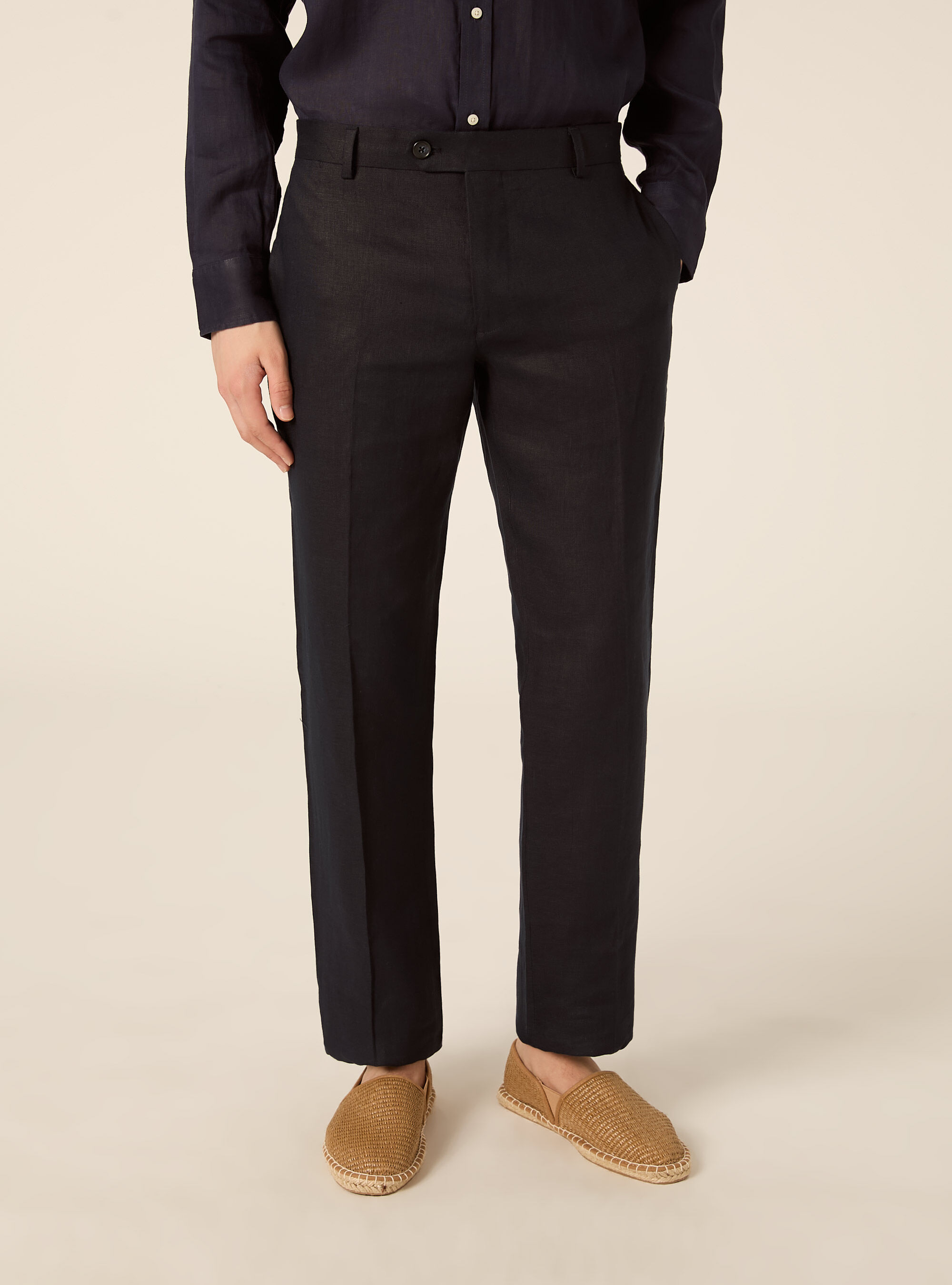 Pantaloni in lino, NA1 NAVY DARK