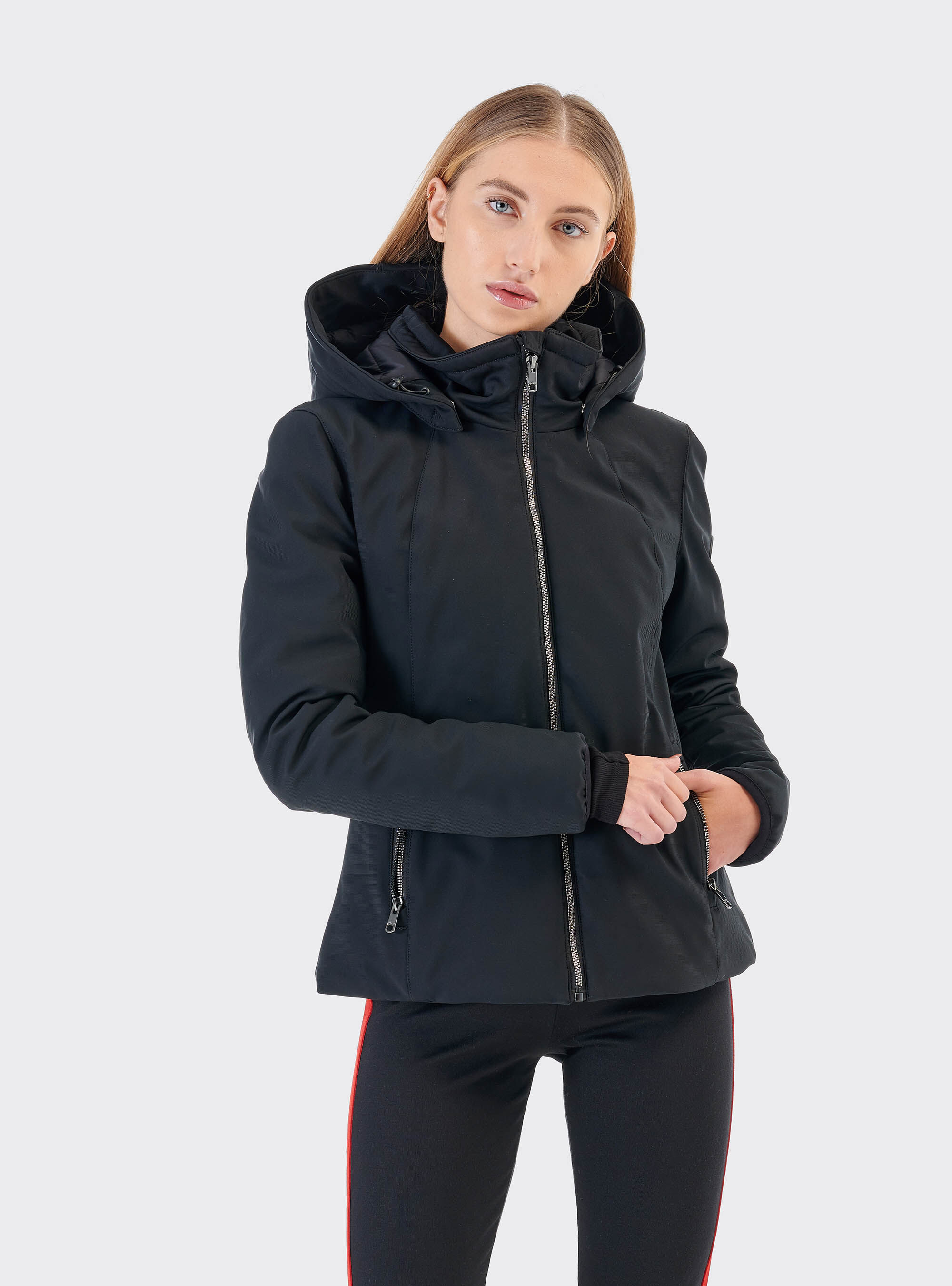 Veste en tissu technique avec capuche, C101 BLACK