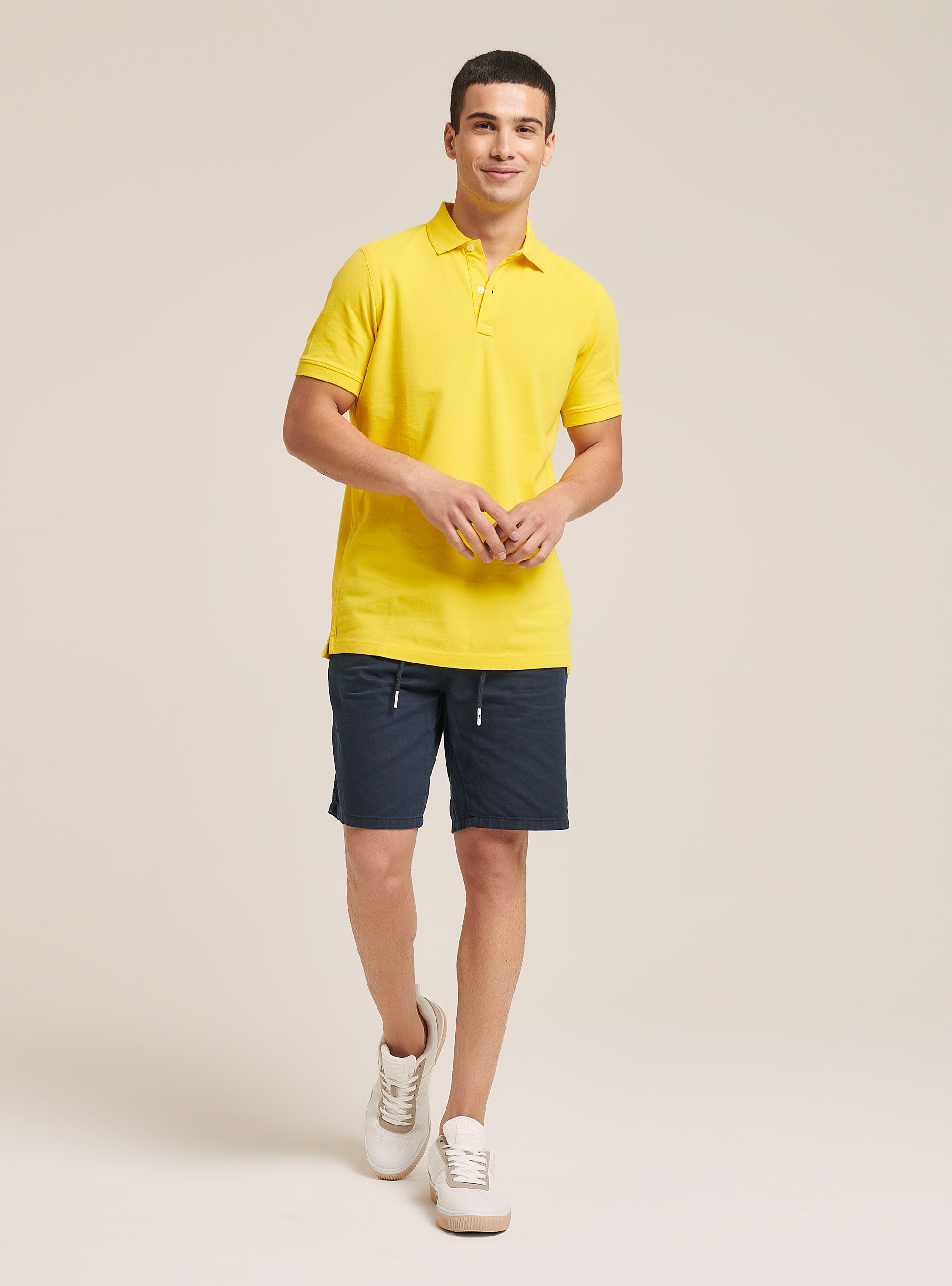 Basic cotton polo shirt, YELLOW