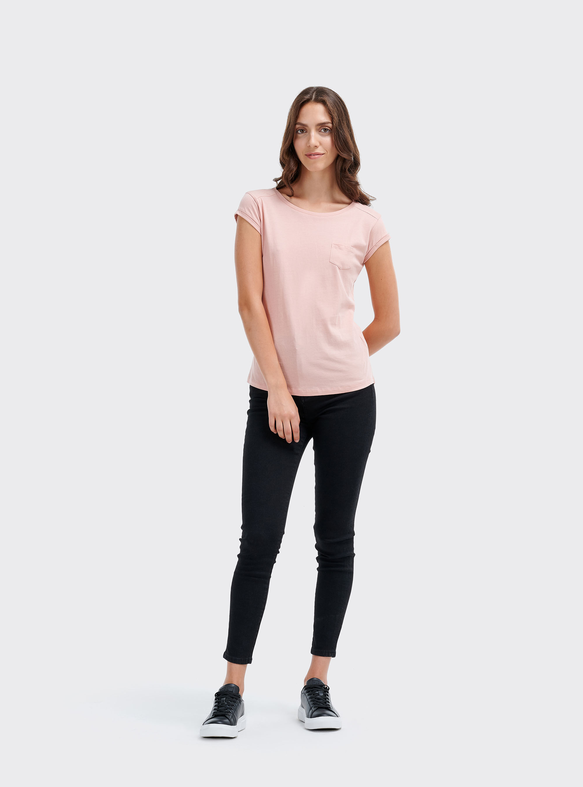 Basic t-shirt with one front pocket, PINK