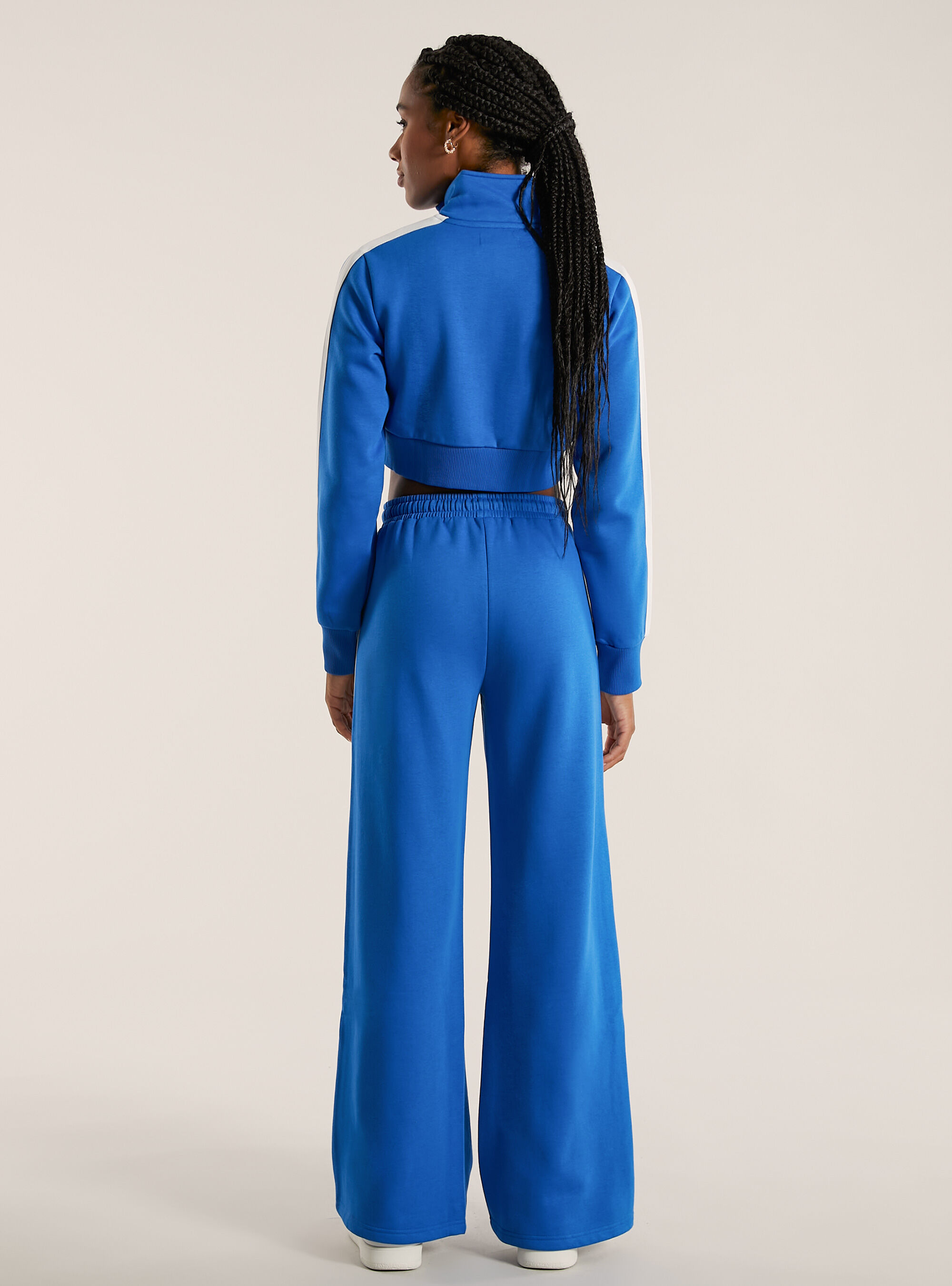 Wide leg pants with side band