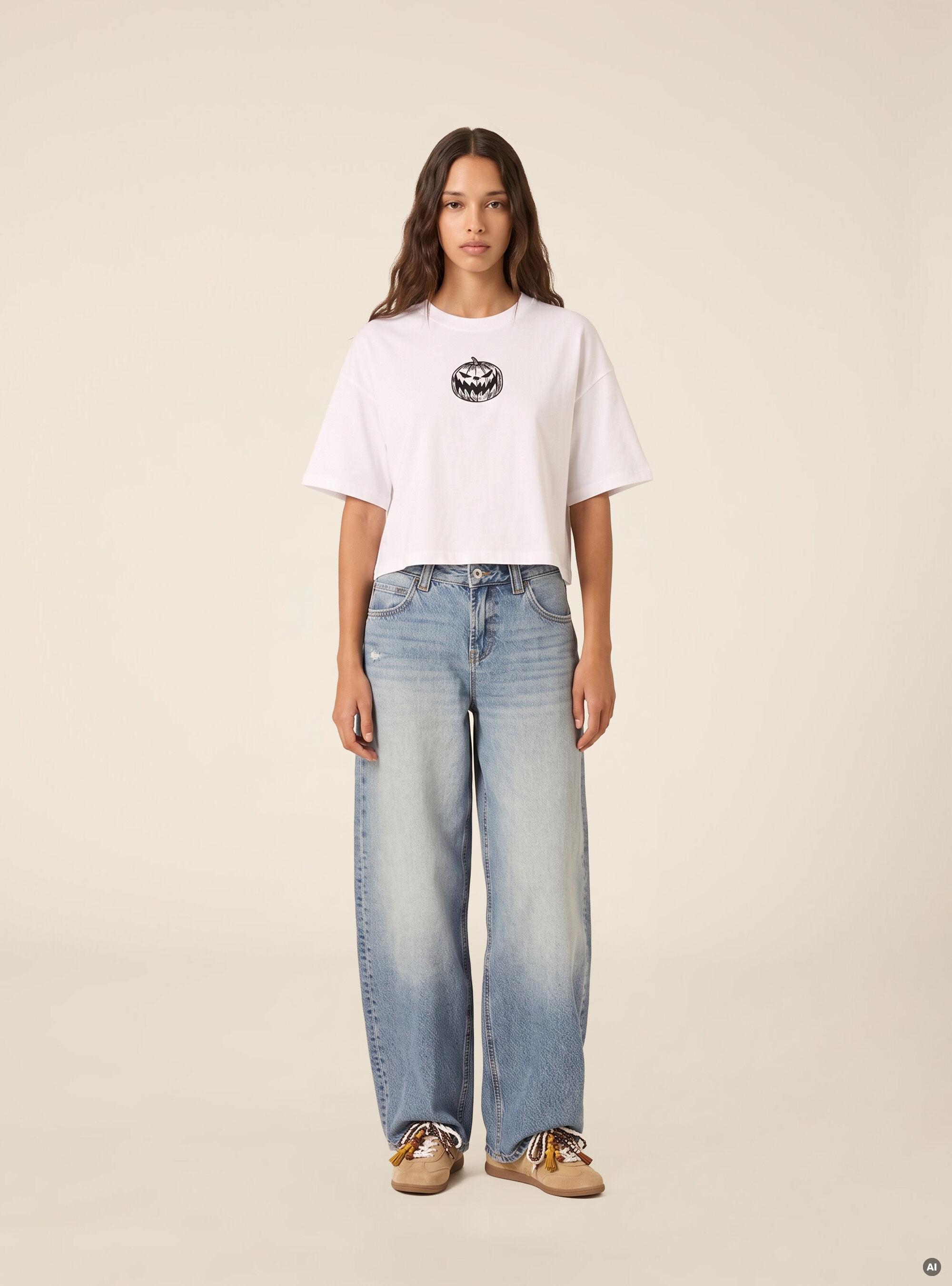 Camiseta crop con estampado Nightmare Before Christmas
