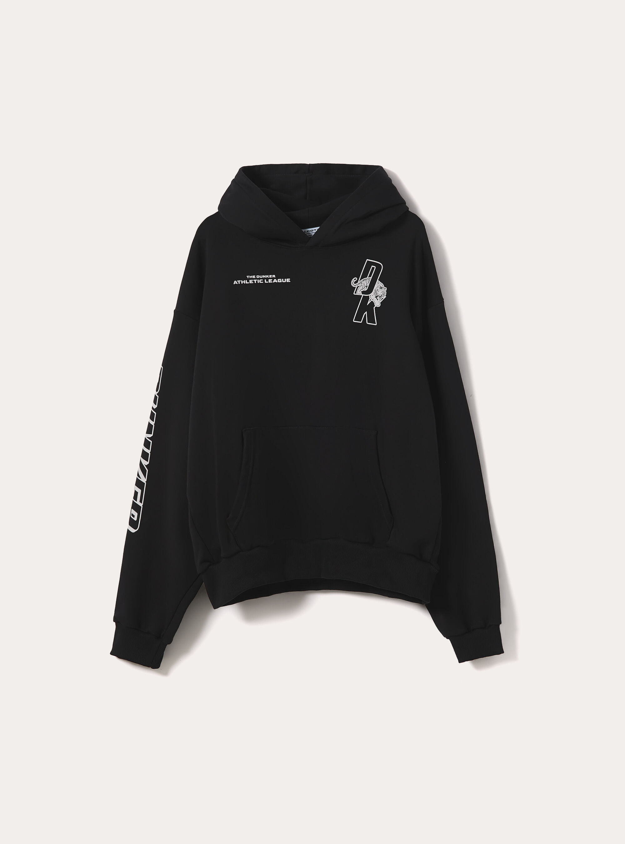 Felpa cappuccio con stampa basket boxy fit, BK1 BLACK