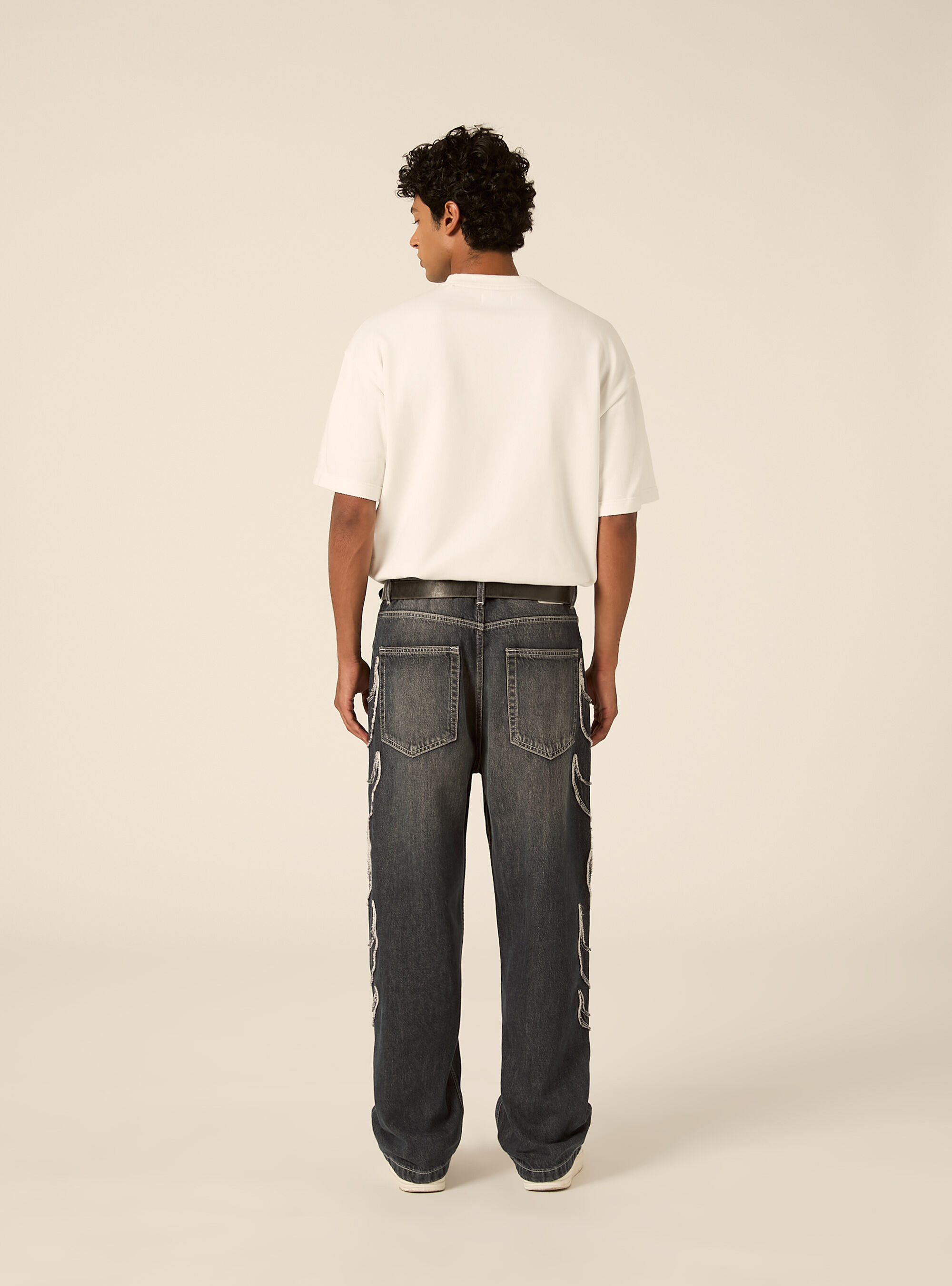 Baggy fit jeans mit flammen detail, D101 BLUE MED OVERDYE