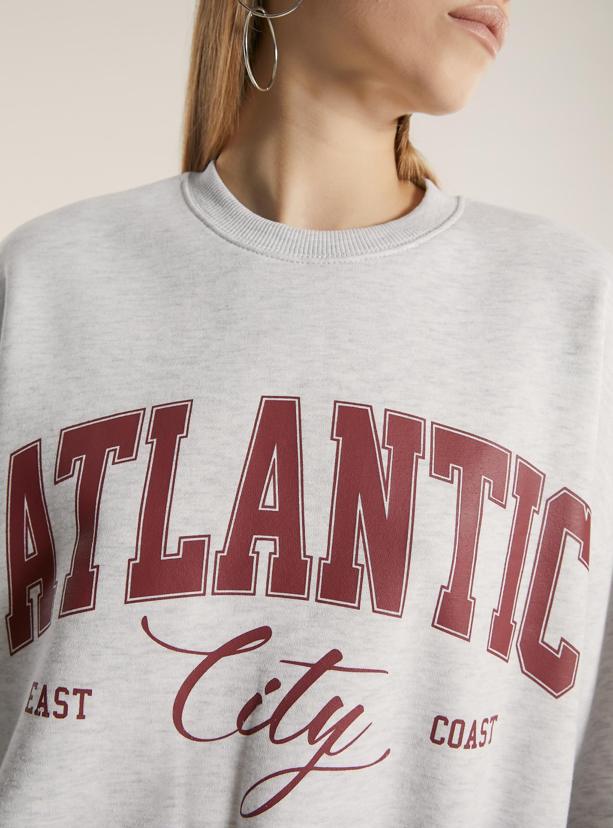 Oversized sweatshirt with print, MGY3 GREY MEL LIGHT