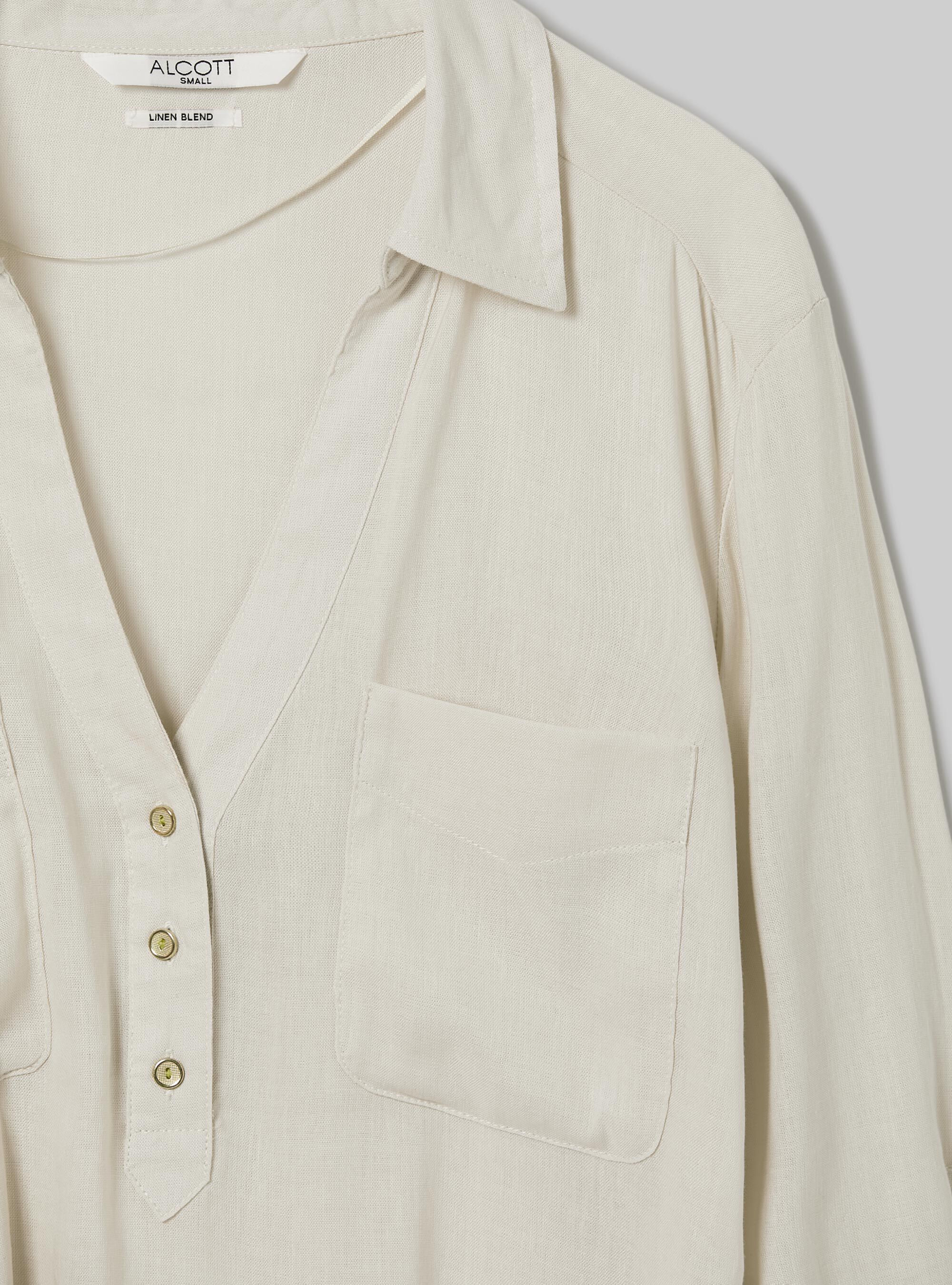 Blusa in puro lino, BG3 BEIGE LIGHT