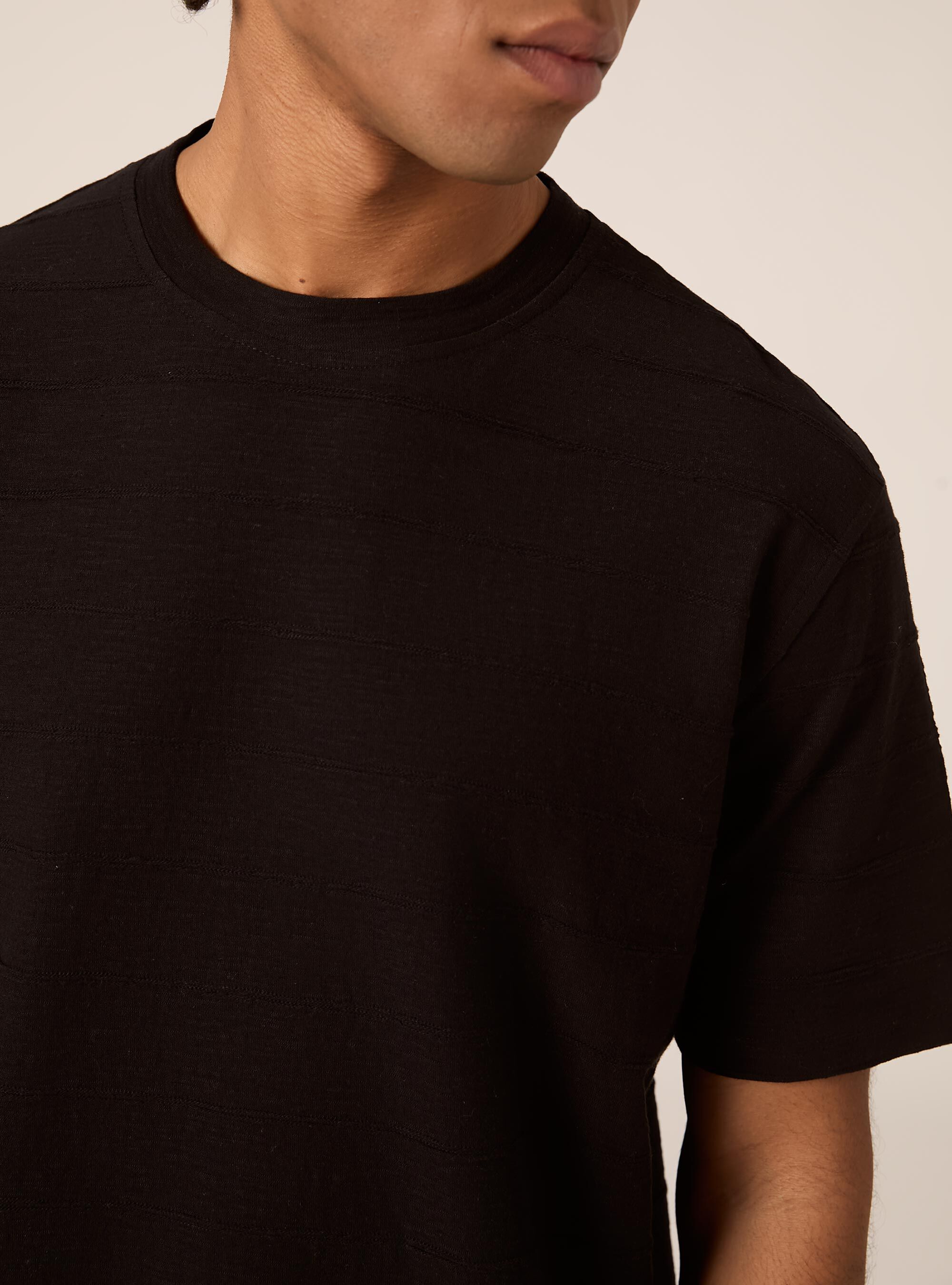 T-shirt &agrave; manches courtes textur&eacute;, BK1 BLACK