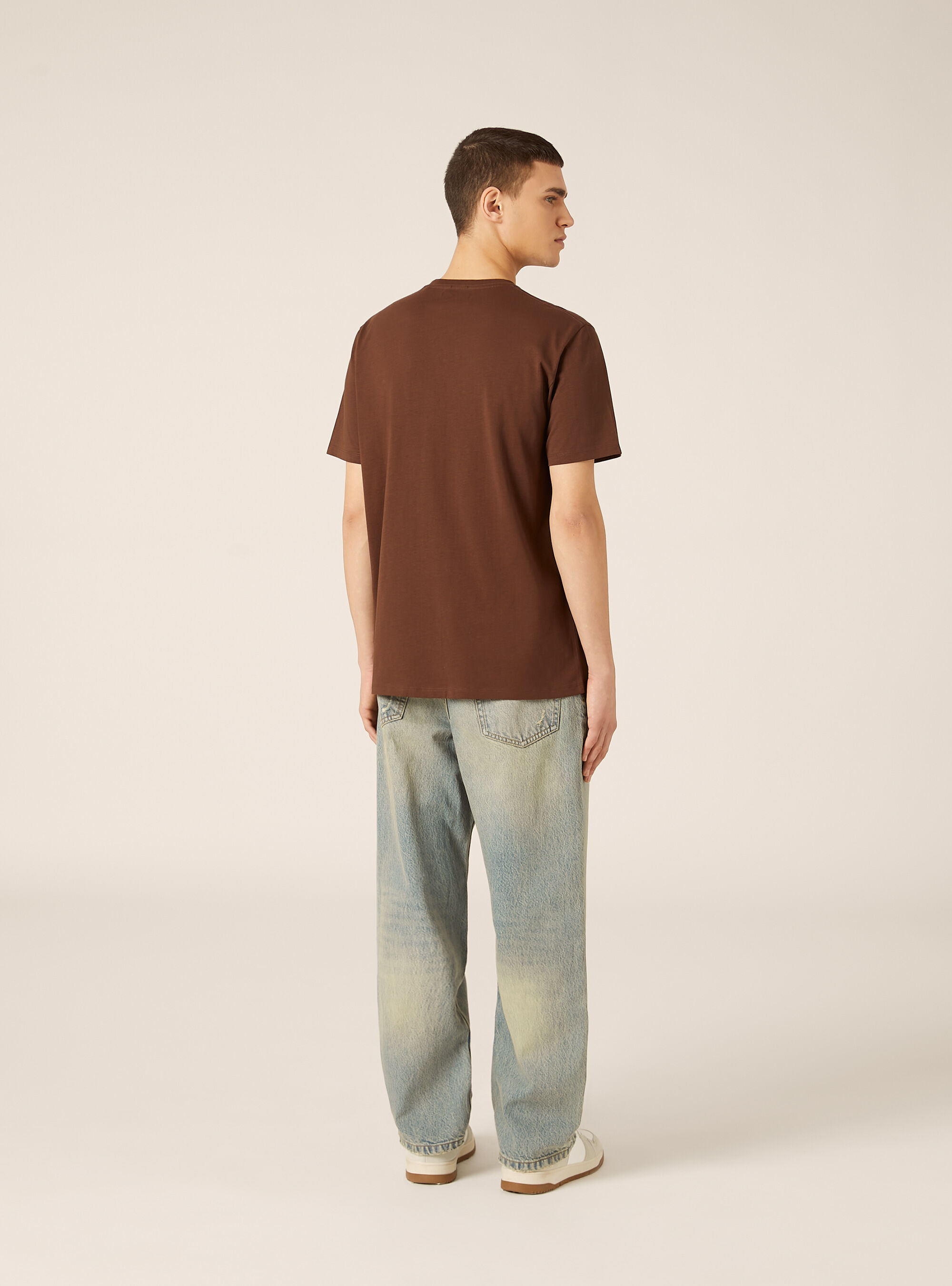 Maglietta girocollo basica, BR1 BROWN DARK