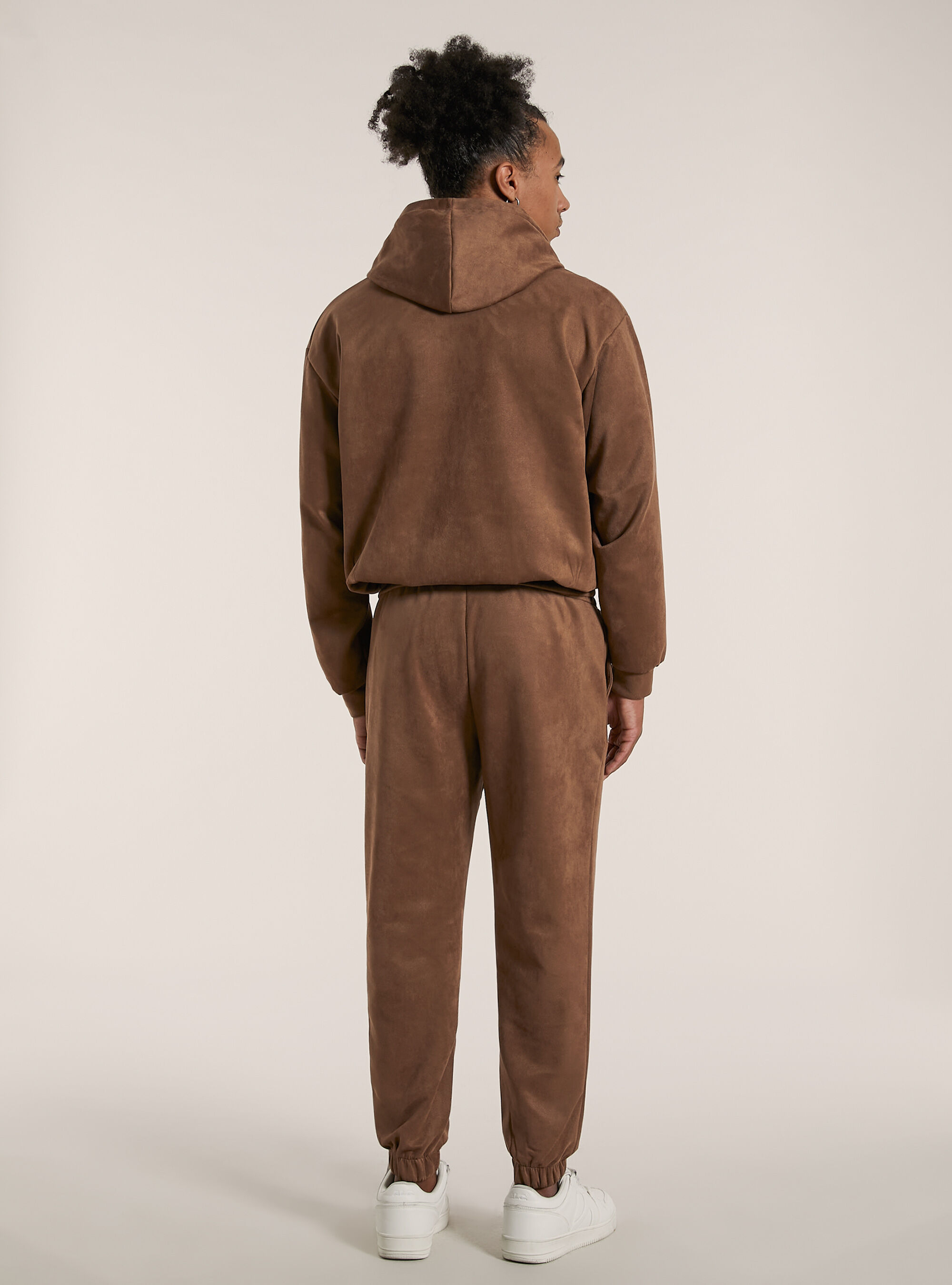 Pantaloni effetto suede e stringa in vita, BR2 BROWN MEDIUM