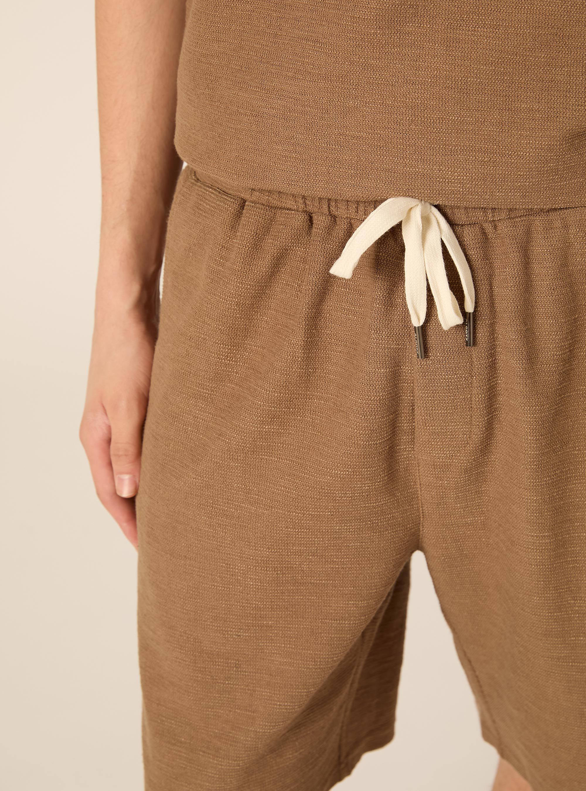 Bermuda   tessuto interlock waffle, BR2 BROWN MEDIUM