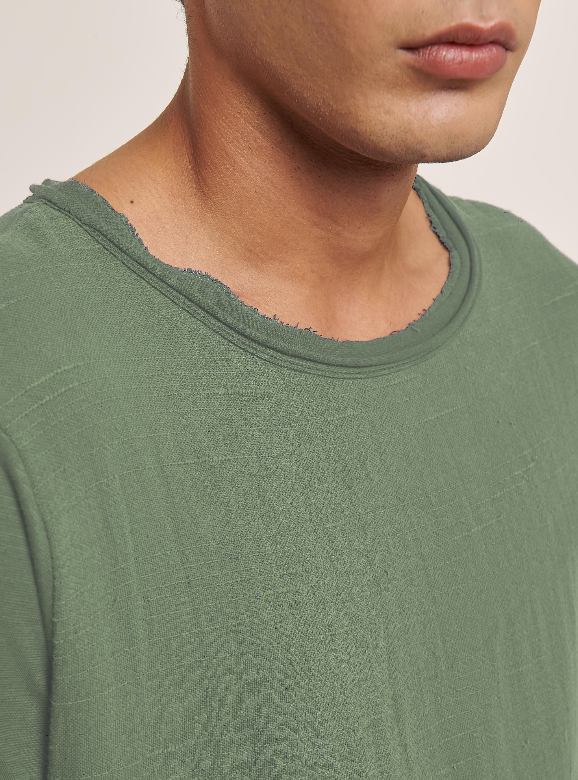 Linen-blend T-shirt in slub fabric 