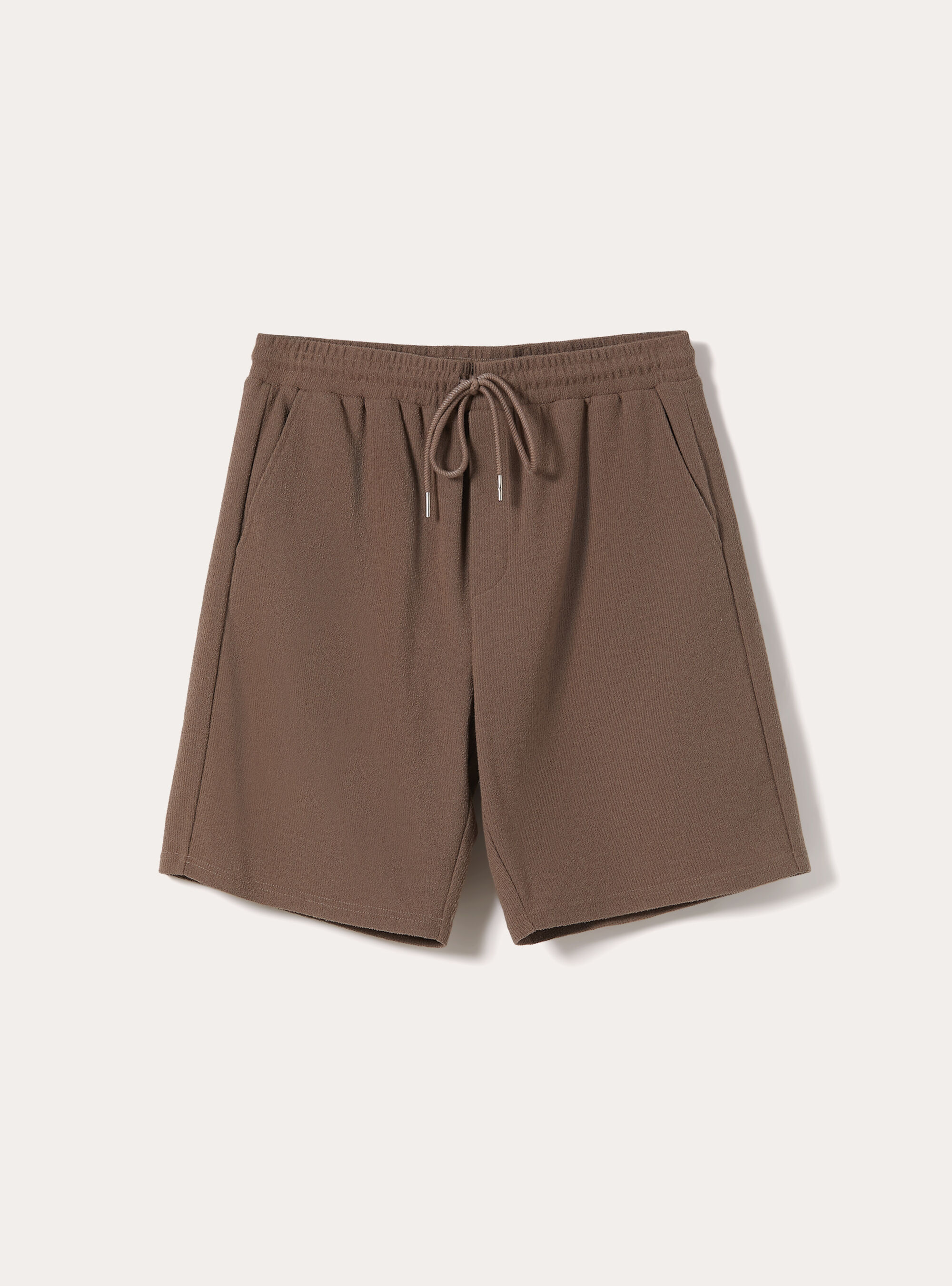 Bermuda in cotone con texture, MARRONE MEDIO