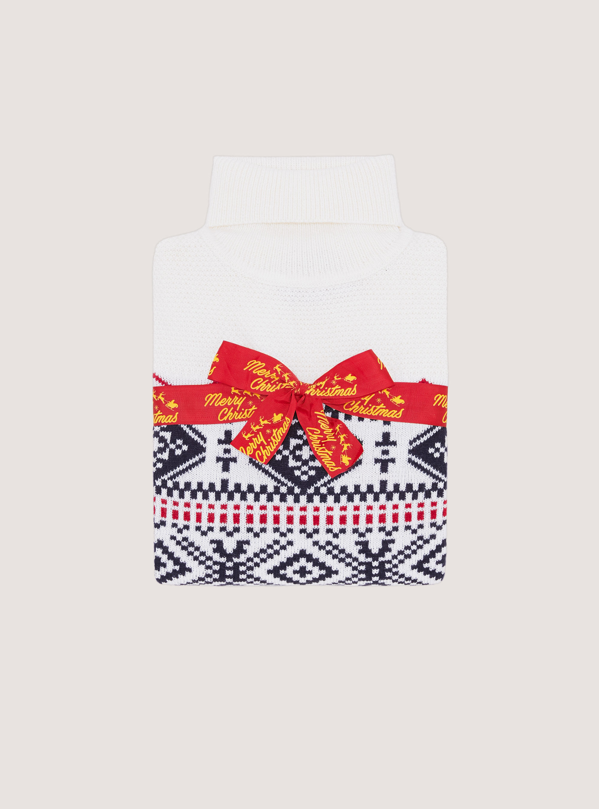 Wool blend pullover with high neck, WH1 OFF WHITE