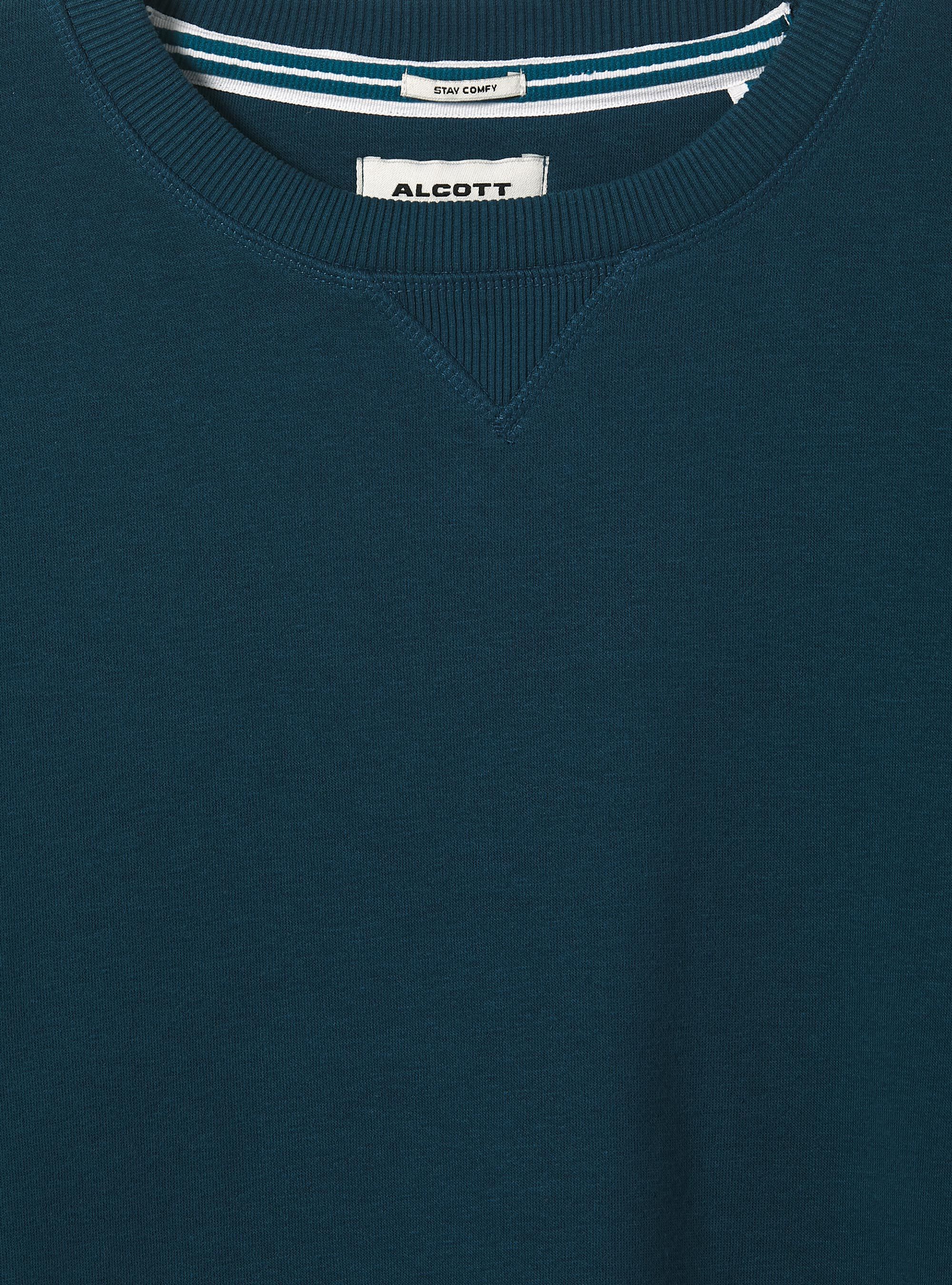 Plain-coloured crew-neck sweatshirt, OB2 BLUE OIL MED.
