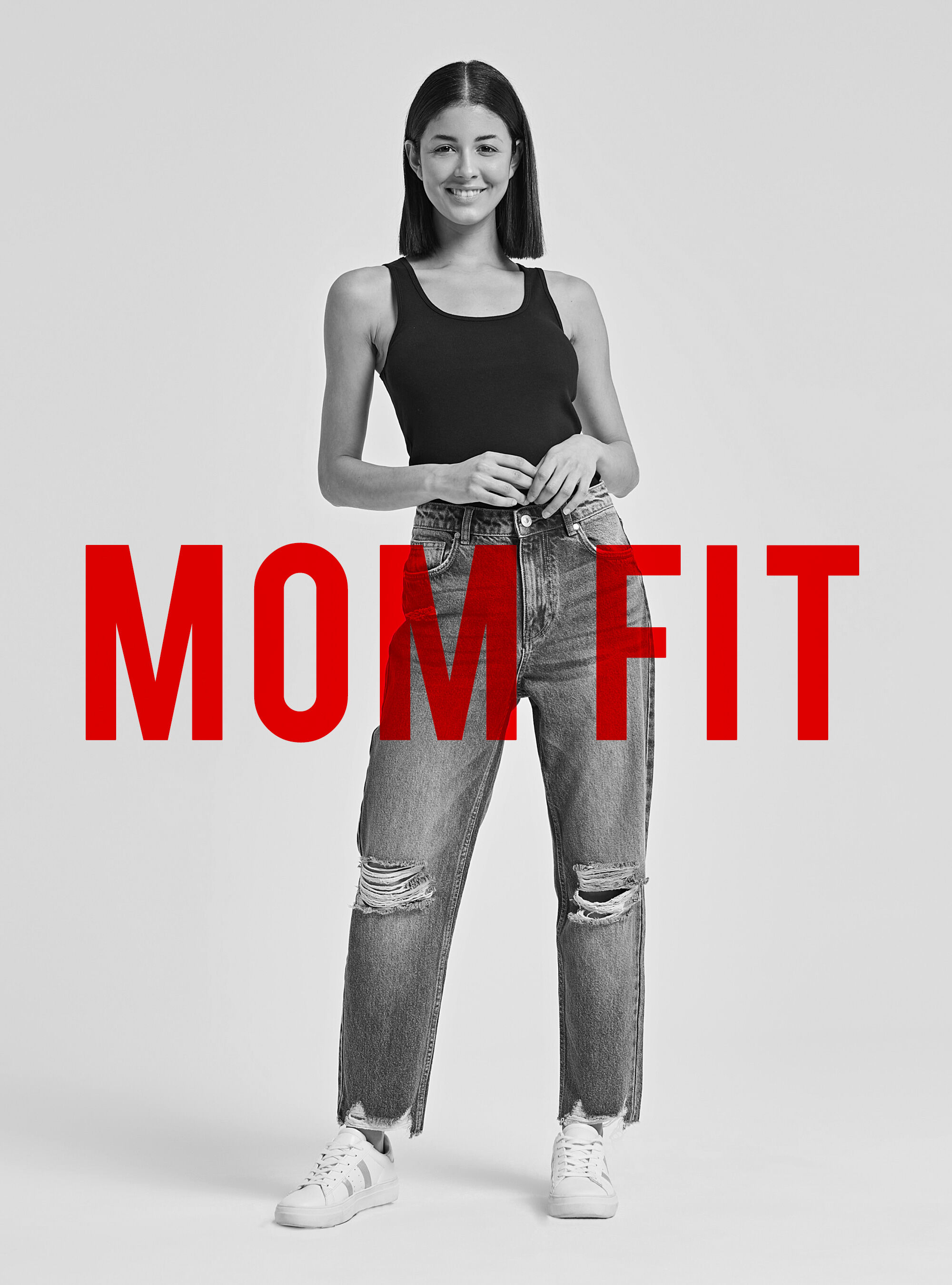 Jeans mom fit in cotone con strappi | Alcott | Jeans Uomo