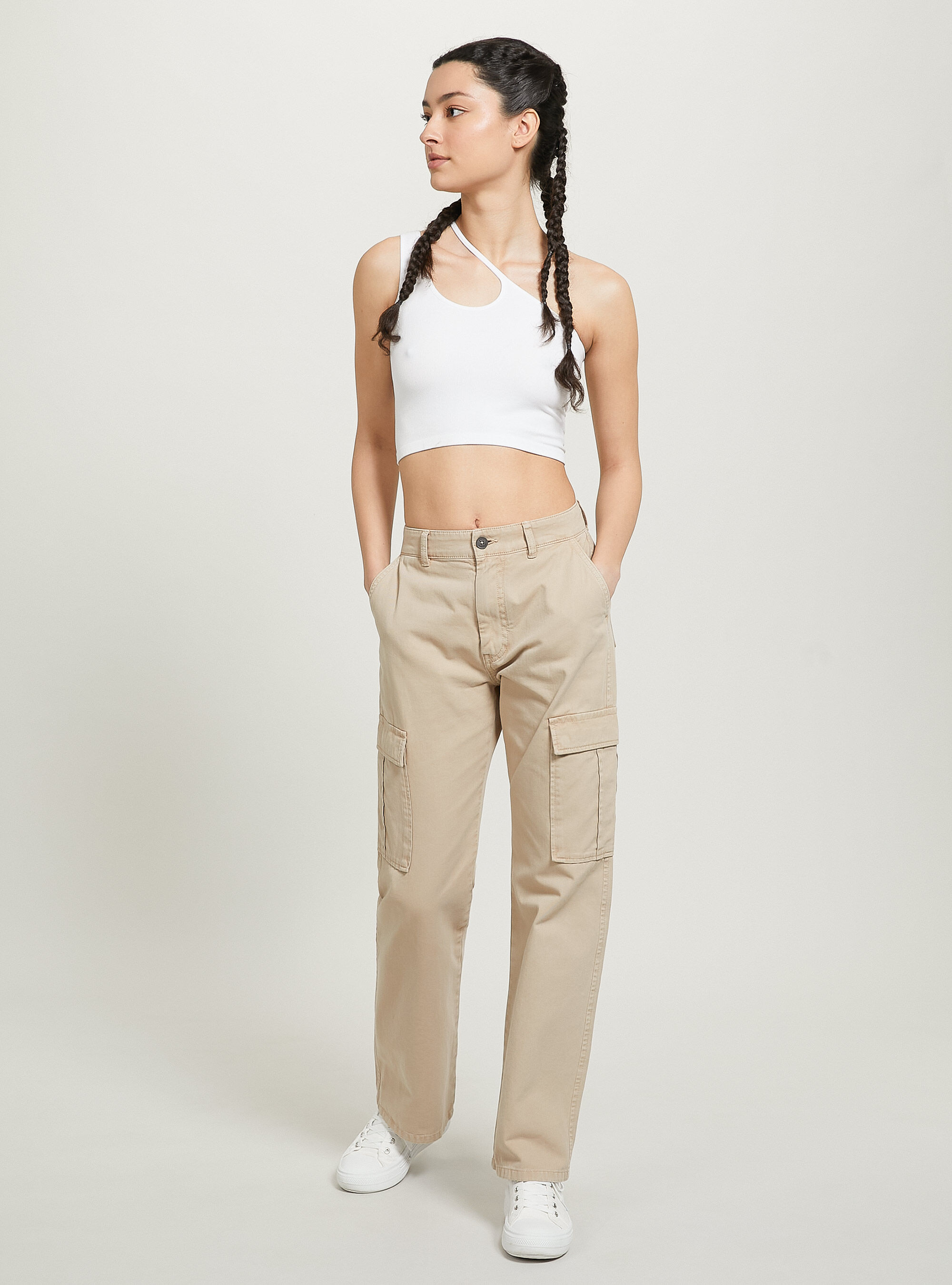 Asymmetrical cropped top, WH1 OFF WHITE