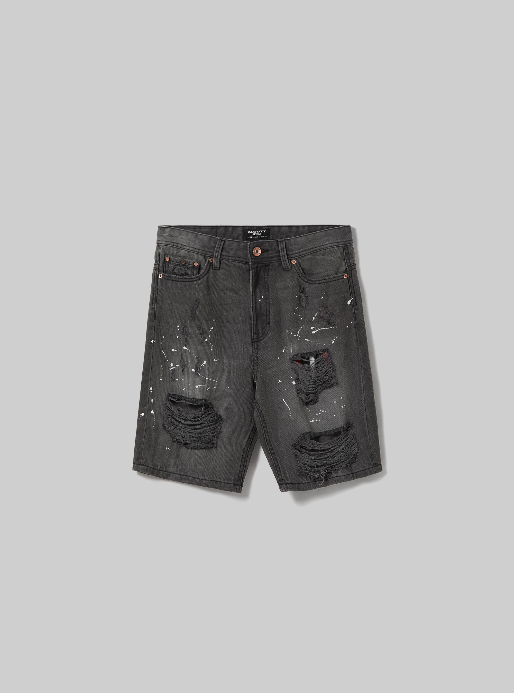 Bermudashorts aus Stretch-Denim in schmaler Passform, D000 BLACK